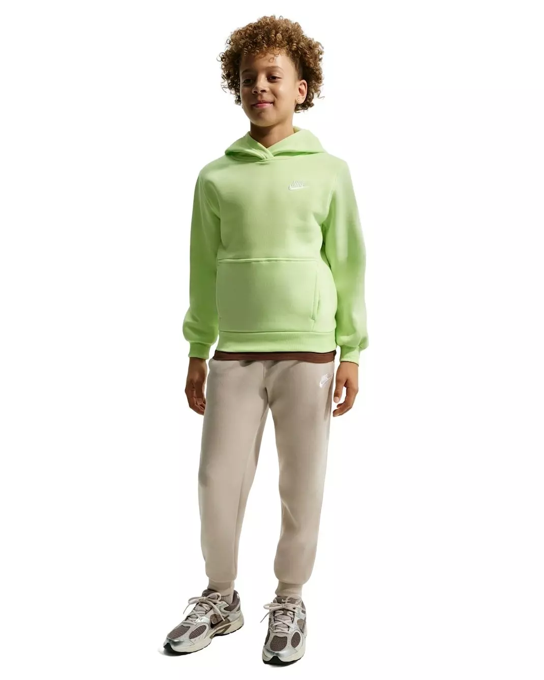 Nike Big Kids' Sportswear Club Fleece Pullover Hoodie - Lime Green - LIME GREEN