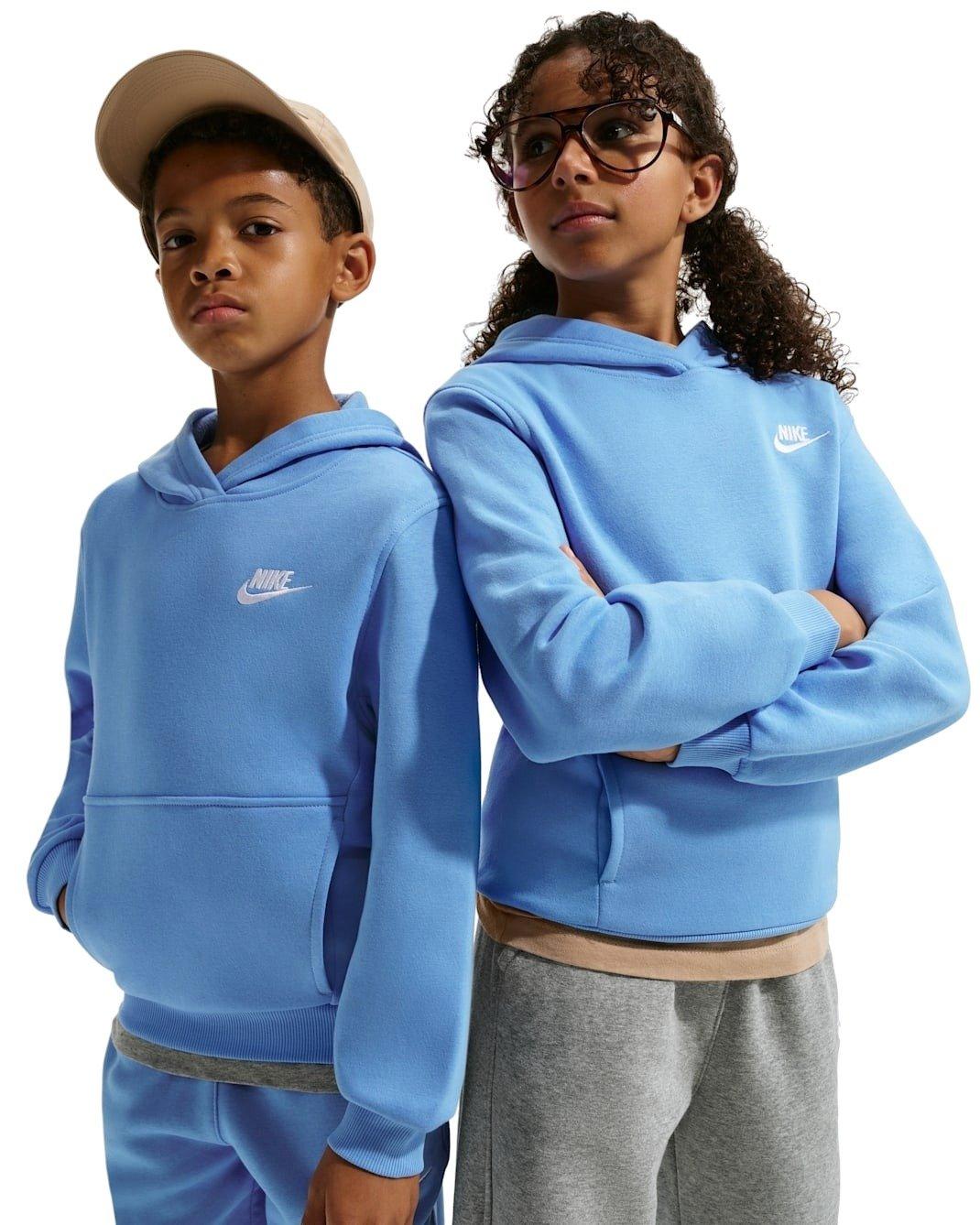 Nike Big Kids' Sportswear Club Fleece Pullover Hoodie - Blue - BLUE Thumbnail View 1