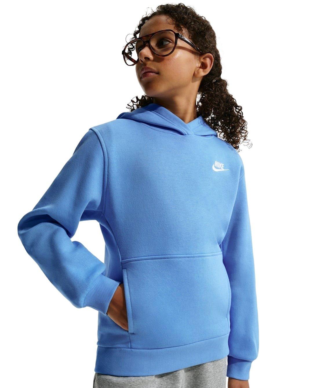 Nike Big Kids' Sportswear Club Fleece Pullover Hoodie - Blue - BLUE Thumbnail View 3