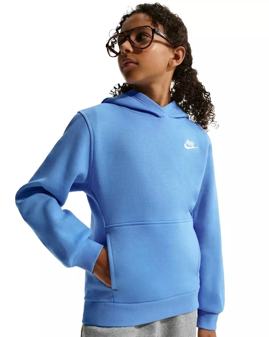 Nike Big Kids' Sportswear Club Fleece Pullover Hoodie - Blue - BLUE