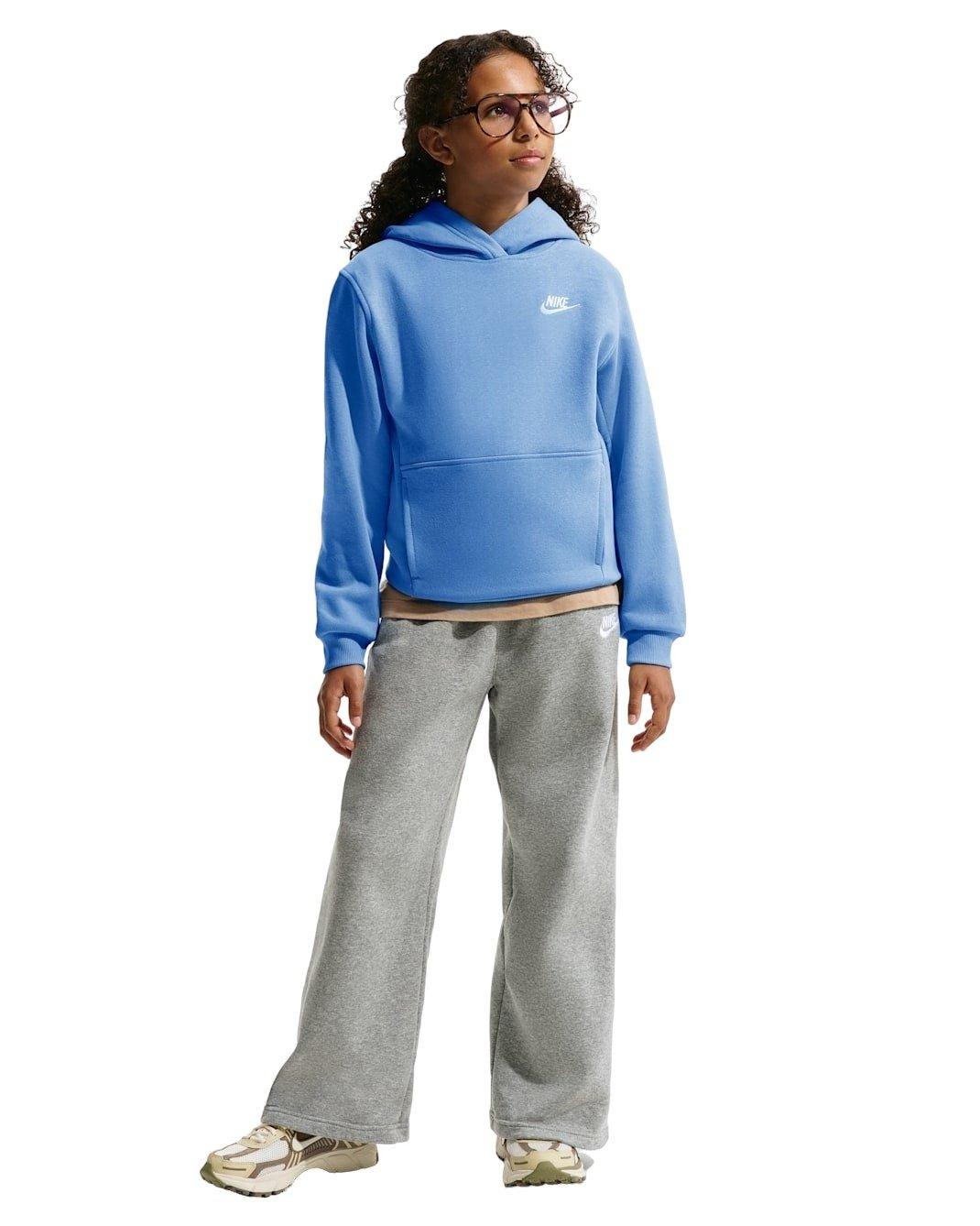 Nike Big Kids' Sportswear Club Fleece Pullover Hoodie - Blue - BLUE Thumbnail View 6