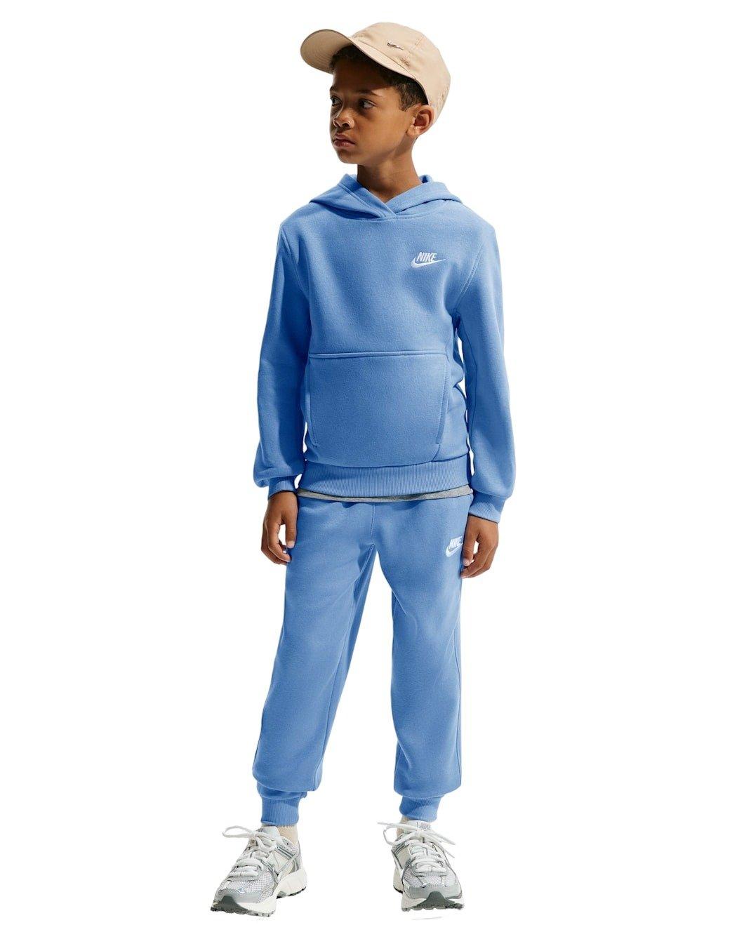 Nike Big Kids' Sportswear Club Fleece Pullover Hoodie - Blue - BLUE Thumbnail View 7