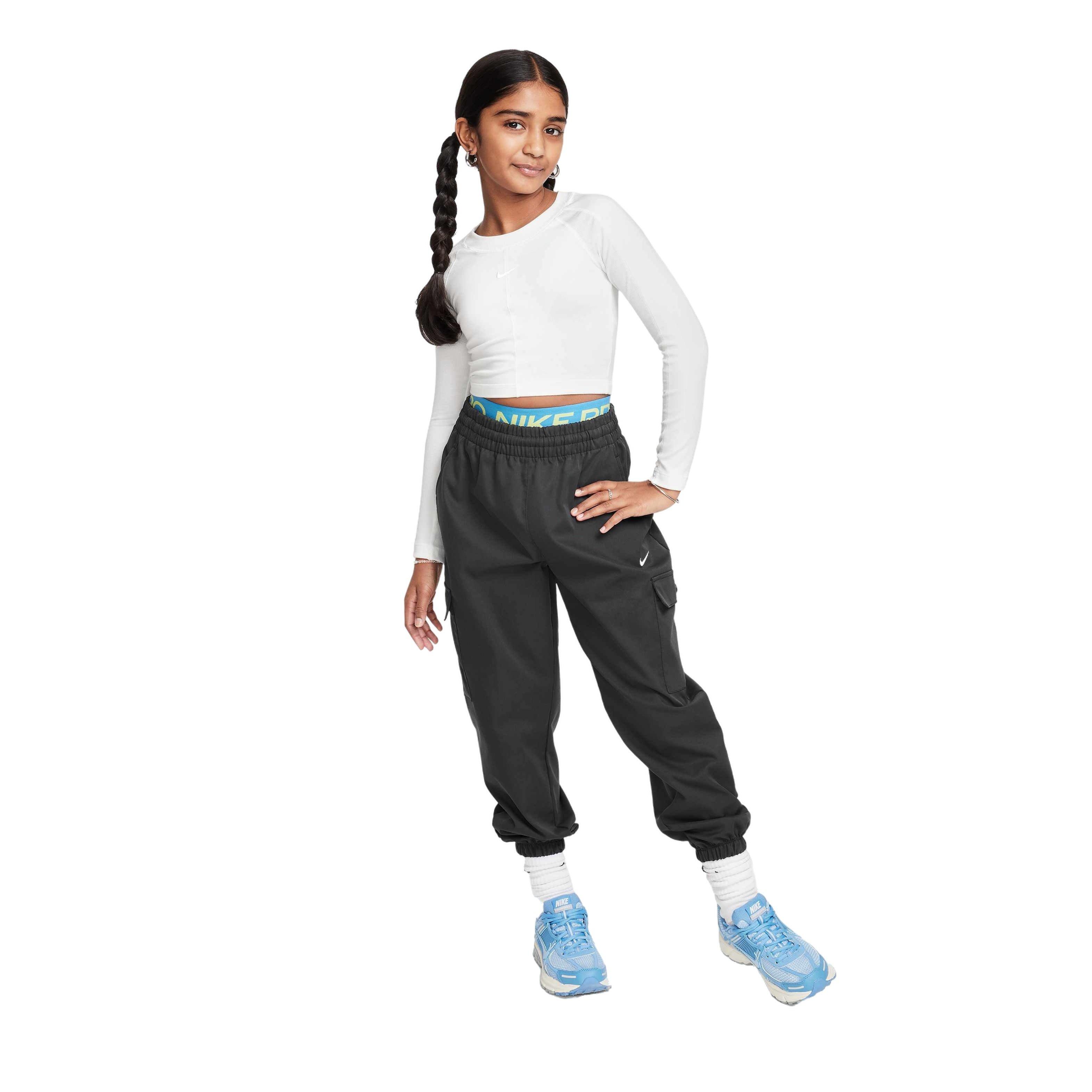 Nike Sportswear Cropped Long-Sleeve Big Girls' White Dance Top