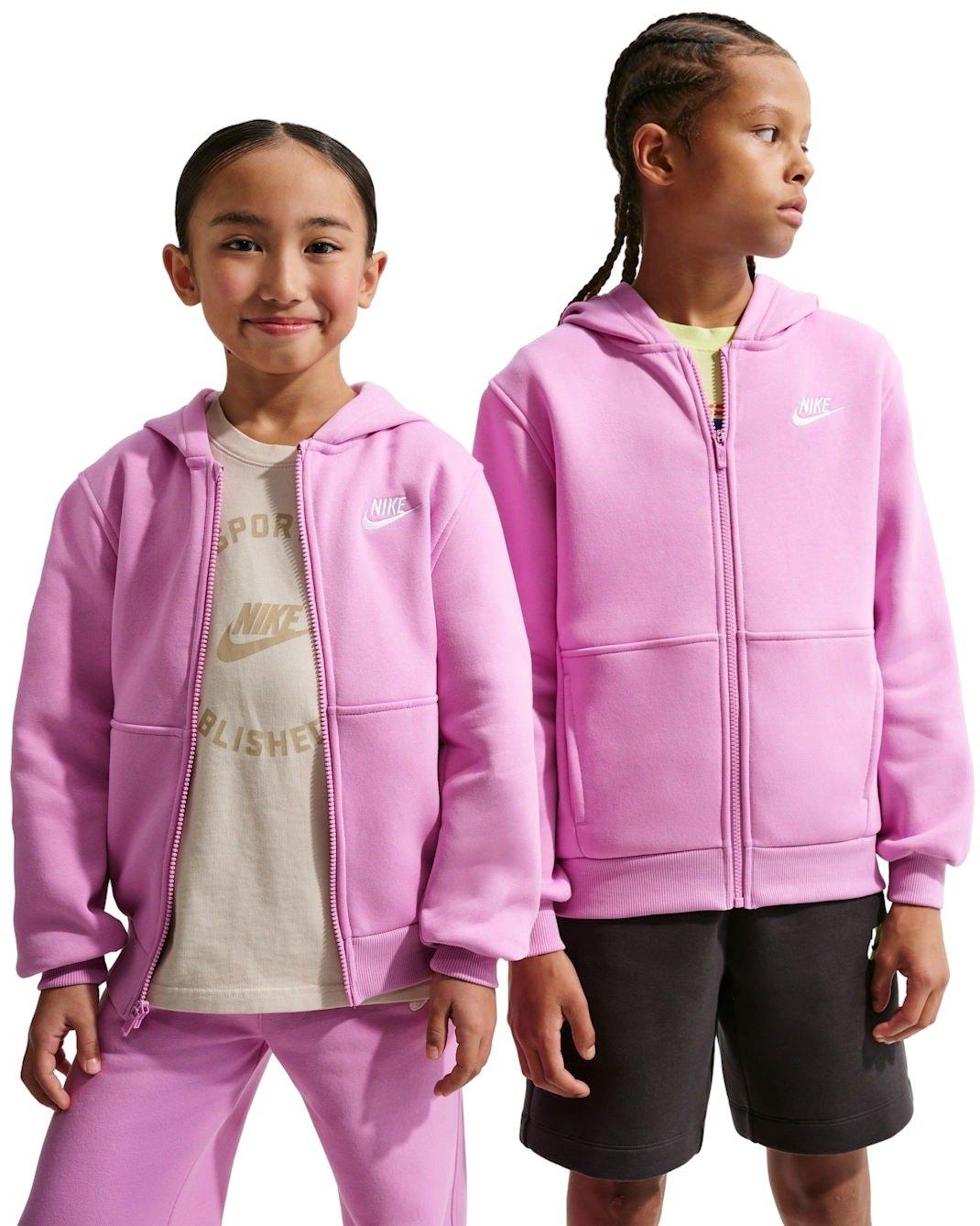 Nike Big Kids' Sportswear Club Fleece Full-Zip Hooded Jacket - Lt Magenta - LT MAGENTA Thumbnail View 1