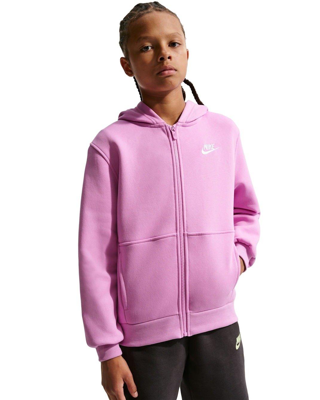 Nike Big Kids' Sportswear Club Fleece Full-Zip Hooded Jacket - Lt Magenta - LT MAGENTA Thumbnail View 2