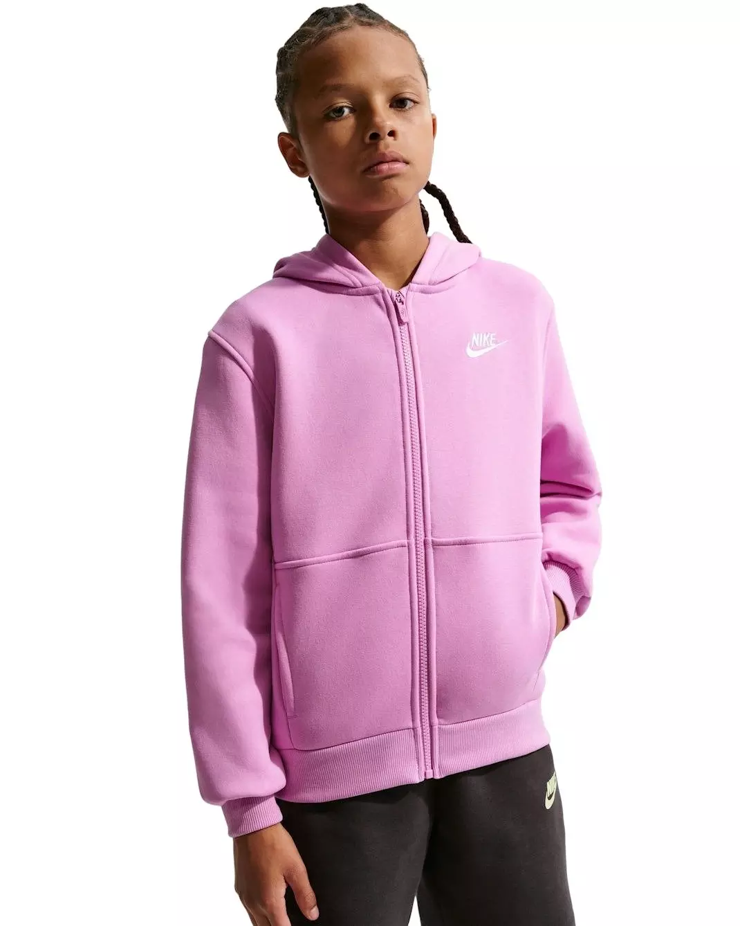Nike Big Kids' Sportswear Club Fleece Full-Zip Hooded Jacket - Lt Magenta - LT MAGENTA