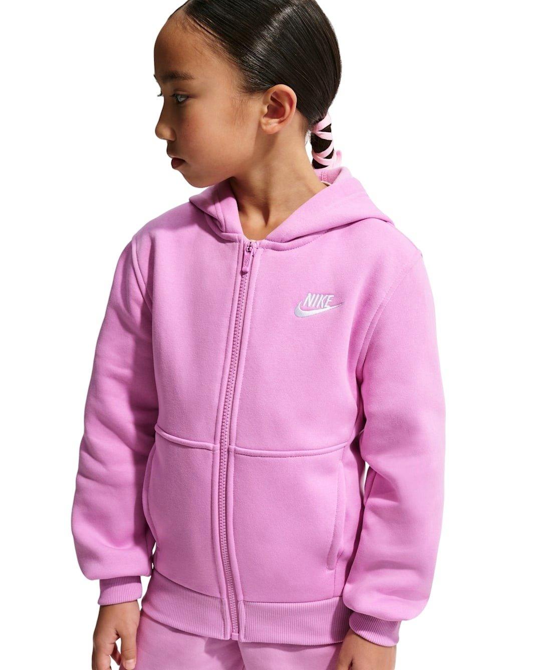 Nike Big Kids' Sportswear Club Fleece Full-Zip Hooded Jacket - Lt Magenta - LT MAGENTA Thumbnail View 4