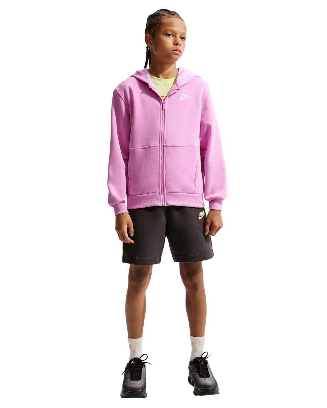 Nike Big Kids' Sportswear Club Fleece Full-Zip Hooded Jacket - Lt Magenta - LT MAGENTA Thumbnail View 6