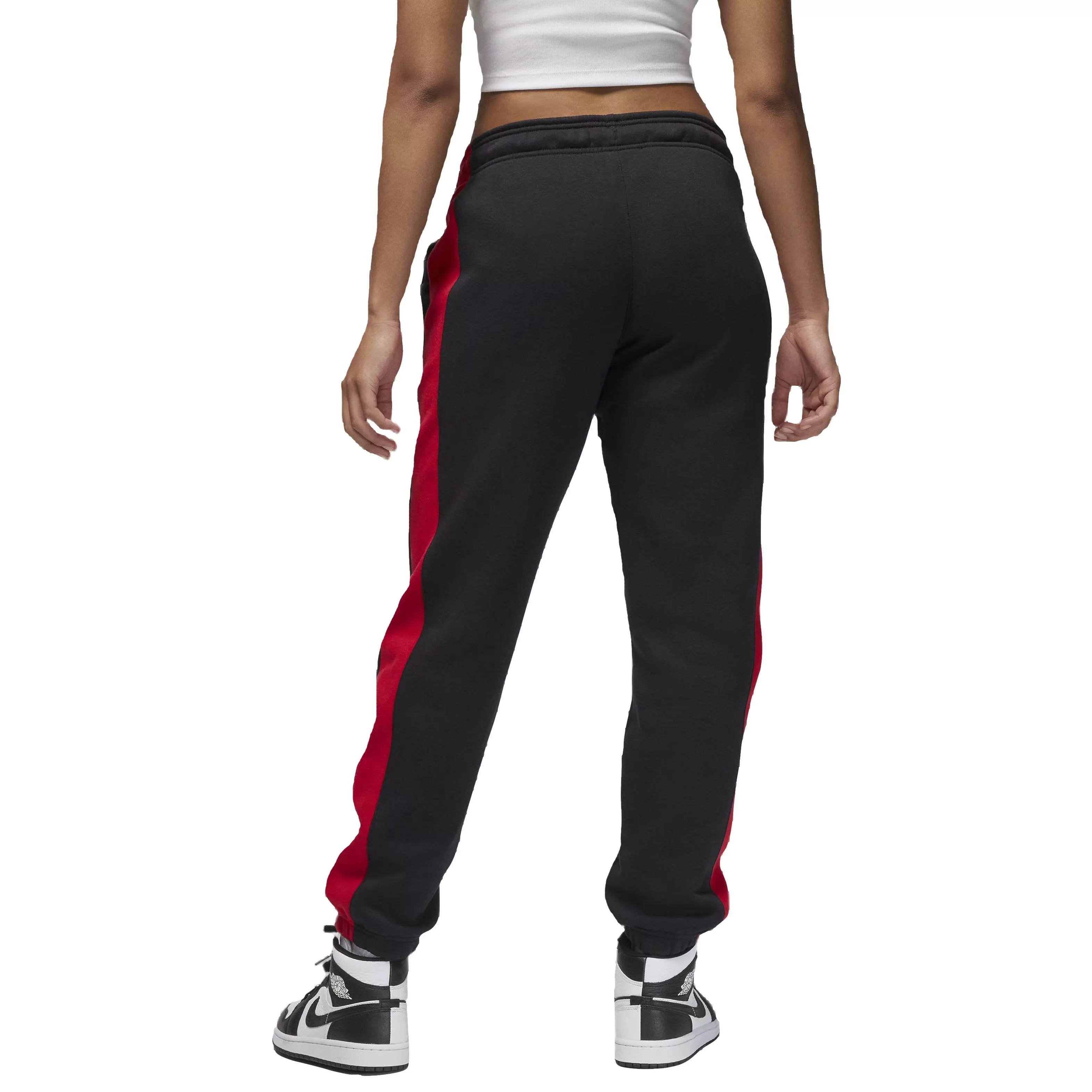 Jordan Women's Color-Block Brooklyn Fleece Pants - BLACK/RED