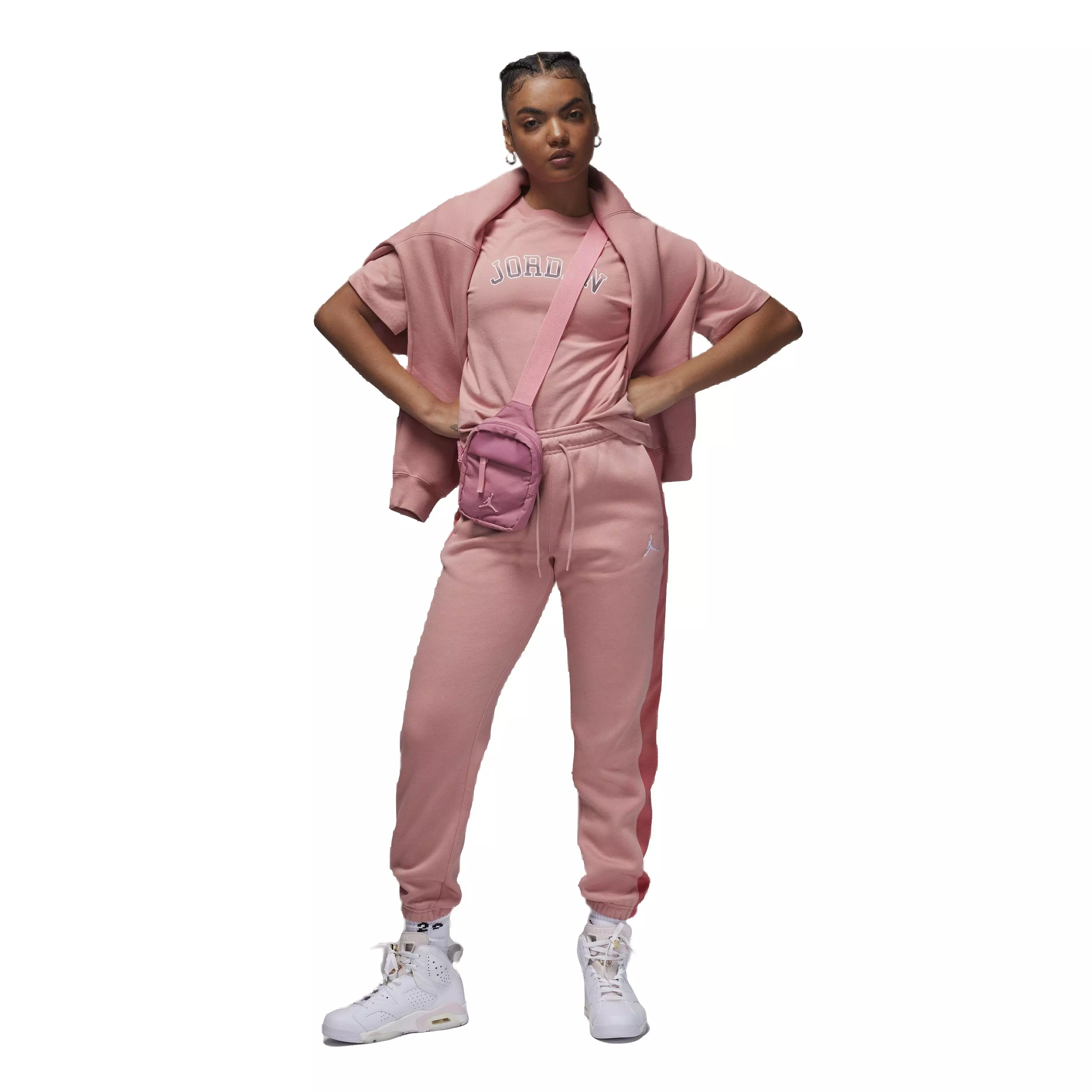 Jordan Women's Color-Block Brooklyn Fleece Pants - PINK