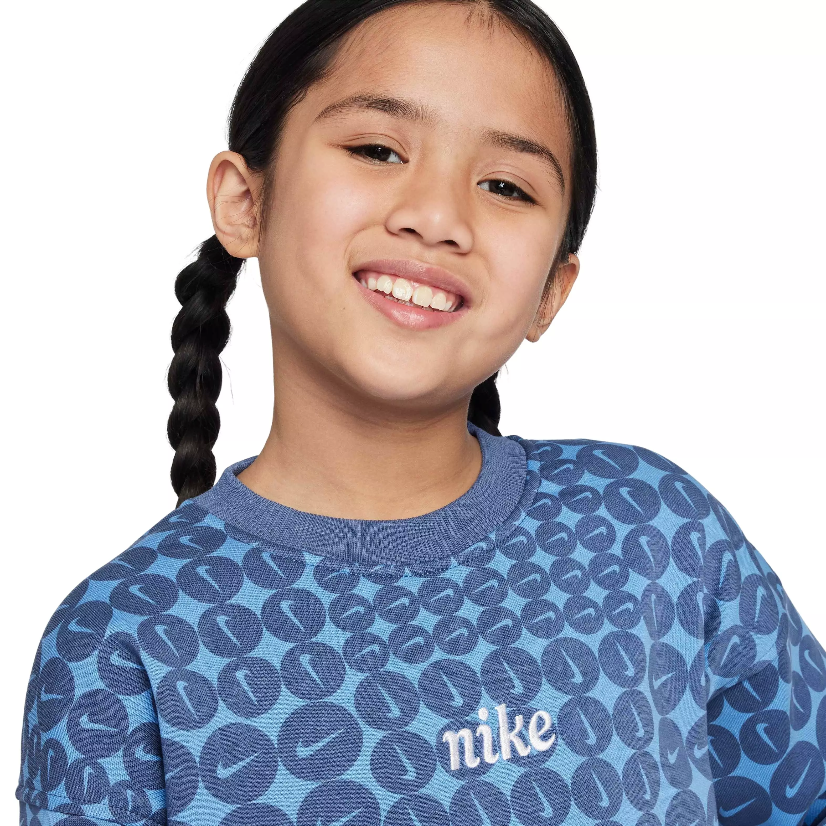 Nike Big Girls' Sportswear Club Fleece Oversized Crew-Neck Sweatshirt - BLUE