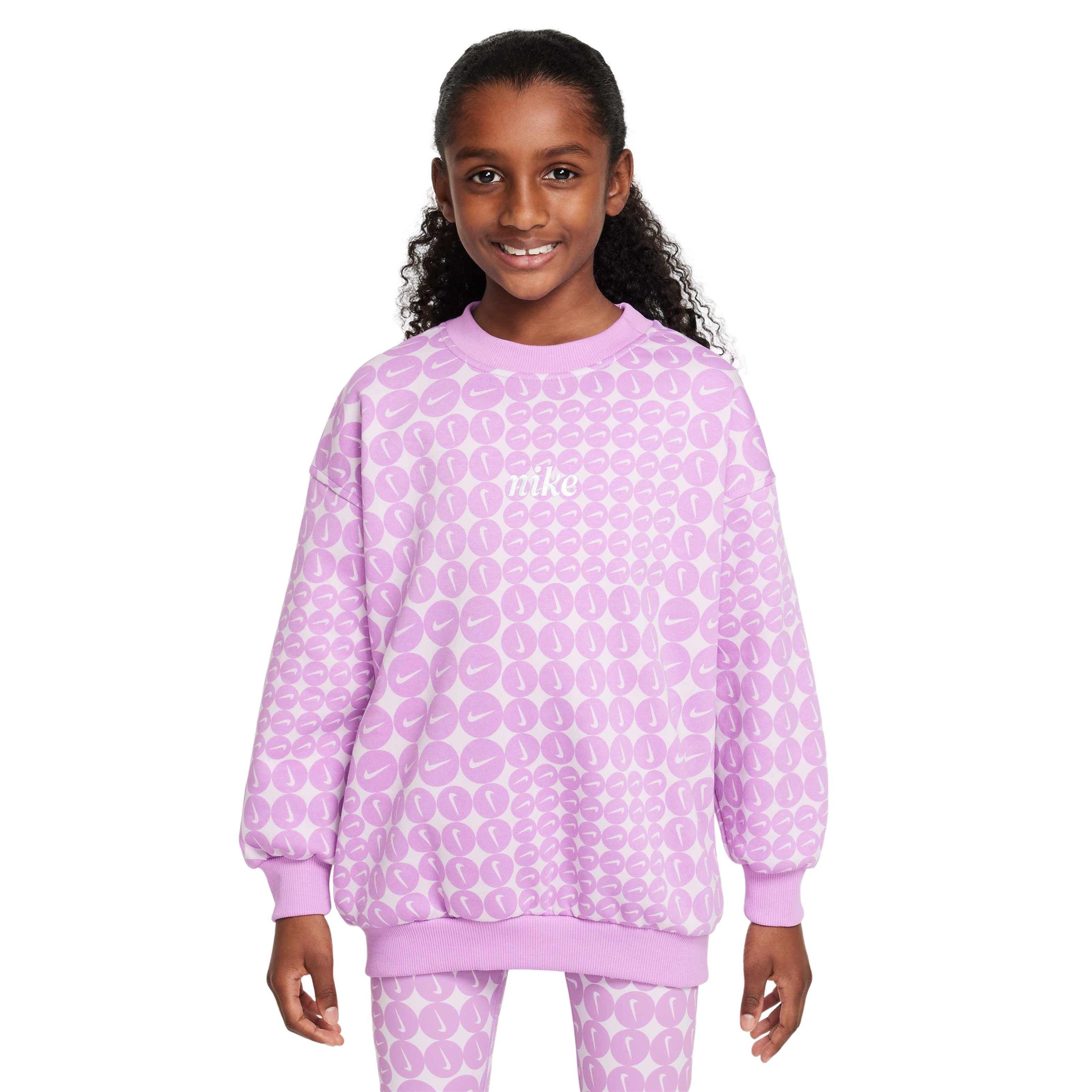 Nike Big Girls' Sportswear Club Fleece Oversized Crew-Neck Sweatshirt - FUCHSIA Thumbnail View 1