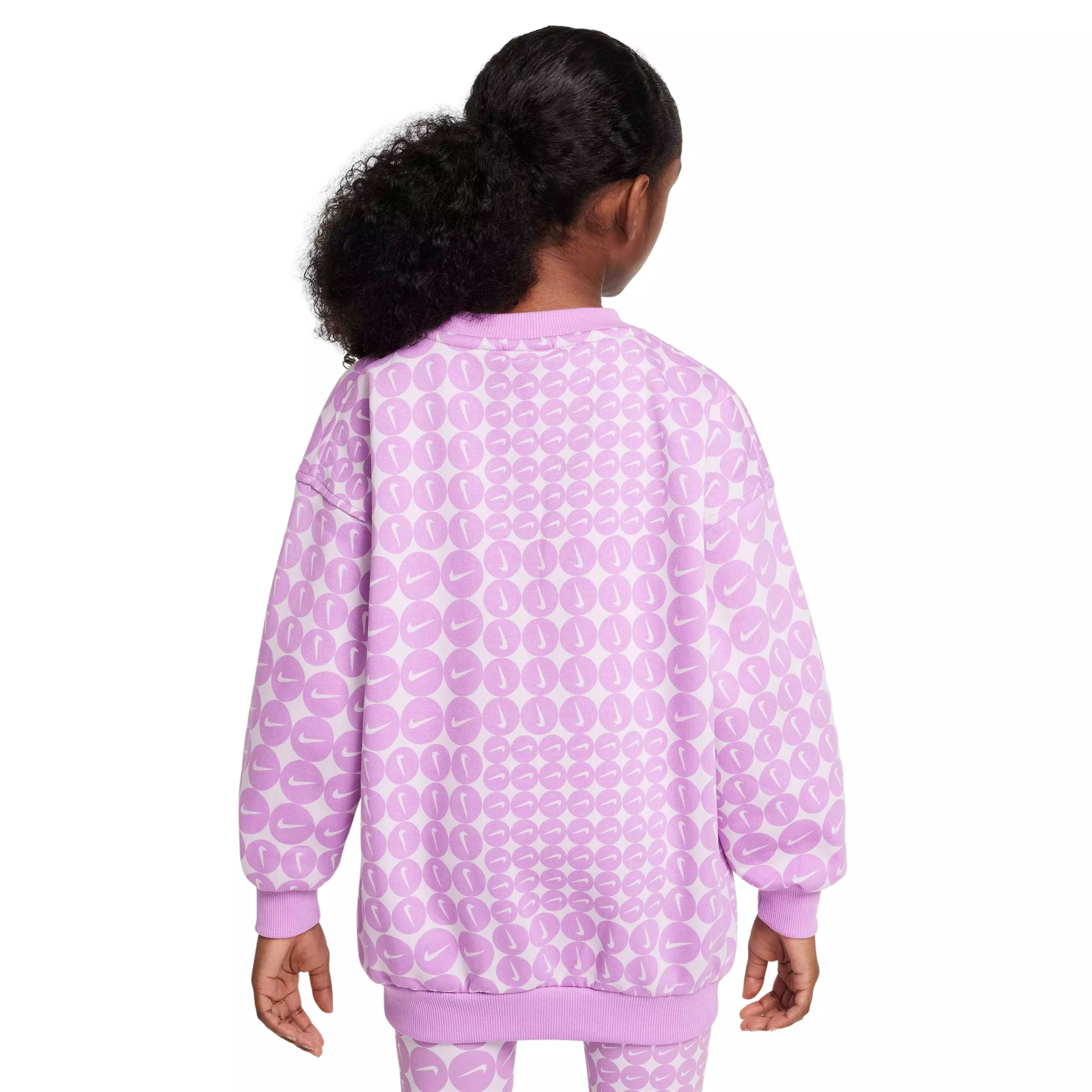Nike Big Girls' Sportswear Club Fleece Oversized Crew-Neck Sweatshirt - FUCHSIA