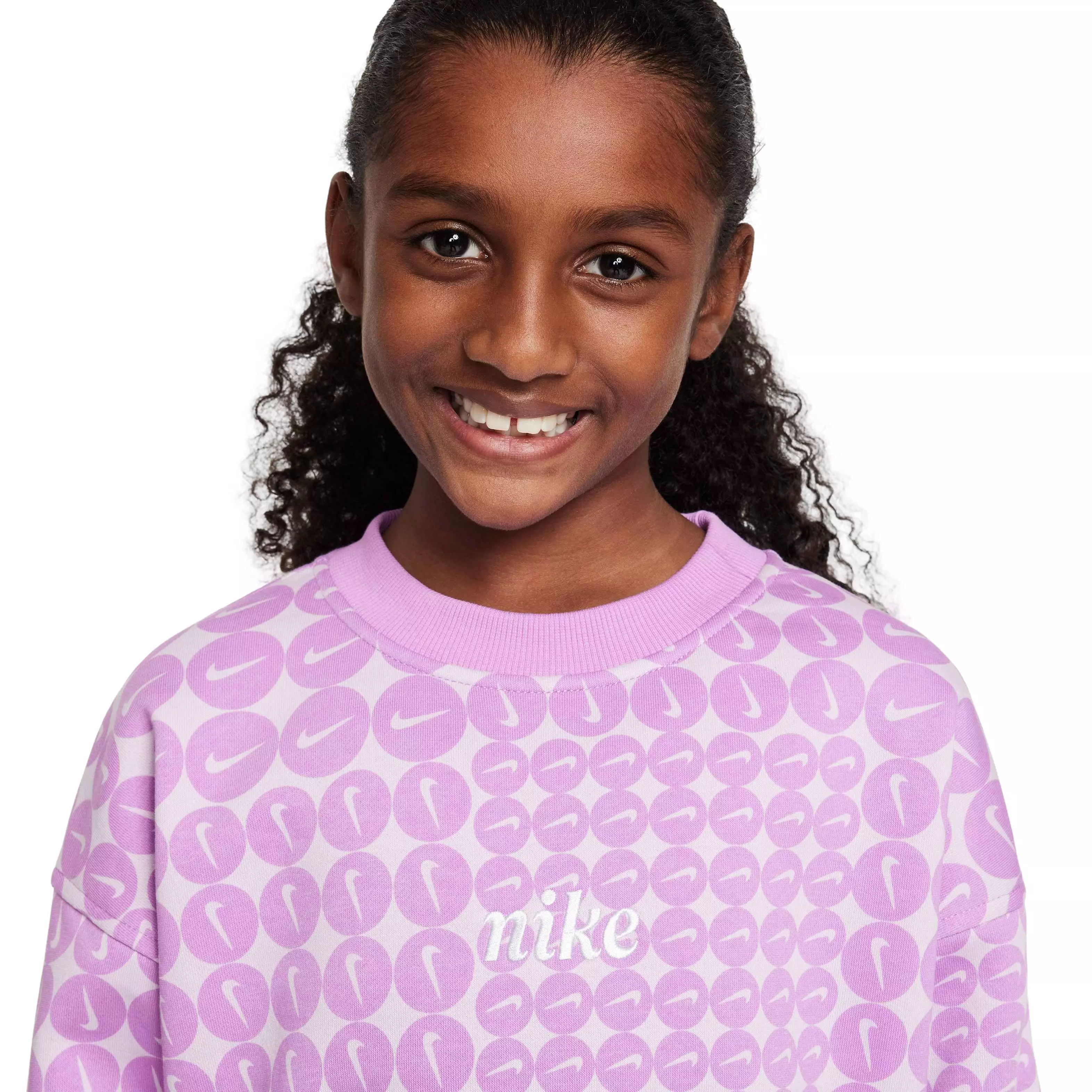 Nike Big Girls' Sportswear Club Fleece Oversized Crew-Neck Sweatshirt - FUCHSIA