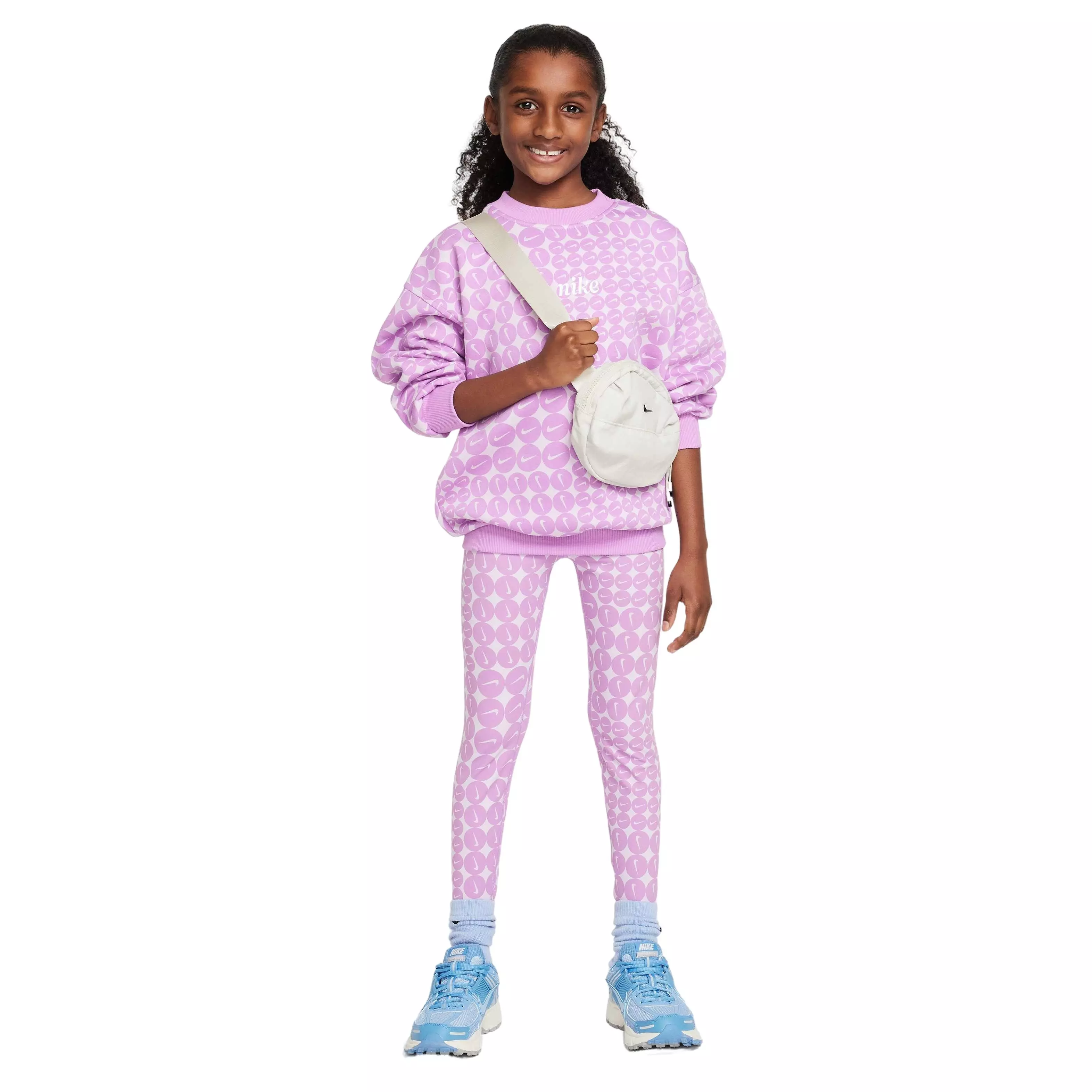 Nike Big Girls' Sportswear Club Fleece Oversized Crew-Neck Sweatshirt - FUCHSIA