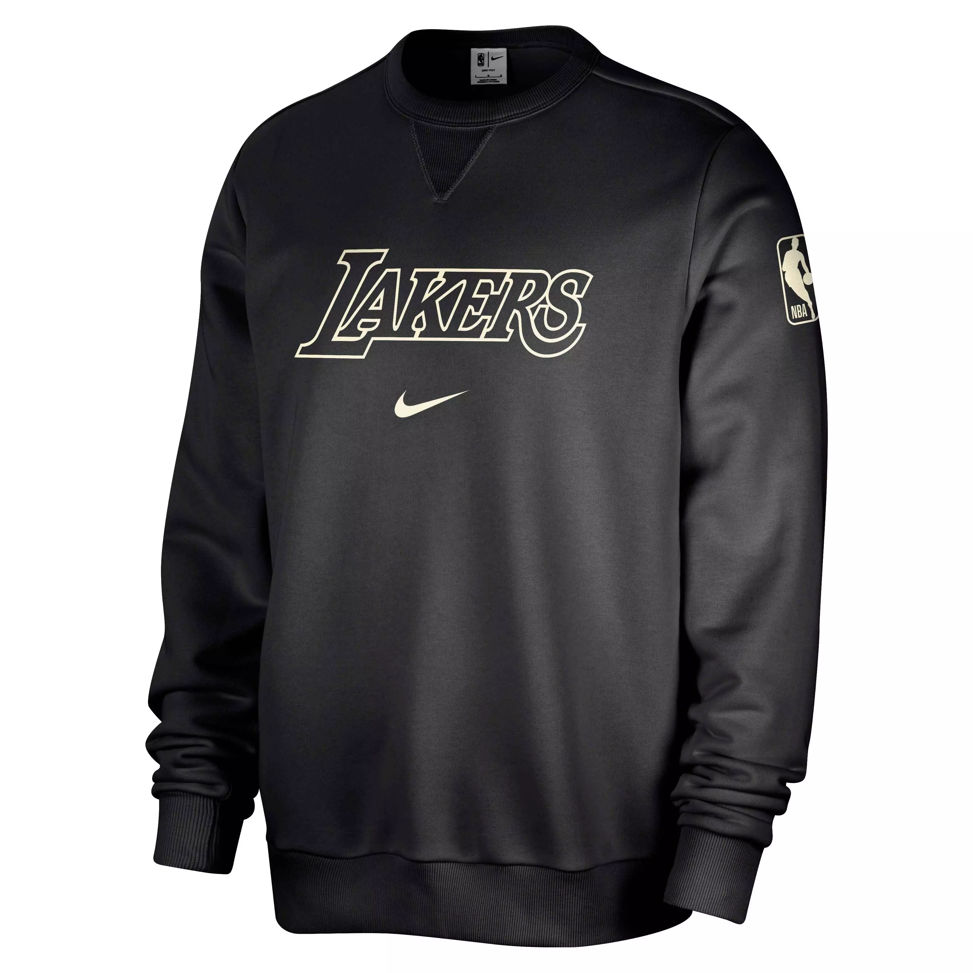Nike Men's Dri-FIT NBA Los Angeles Lakers Standard Issue Crew-Neck Sweatshirt -Black - BLACK