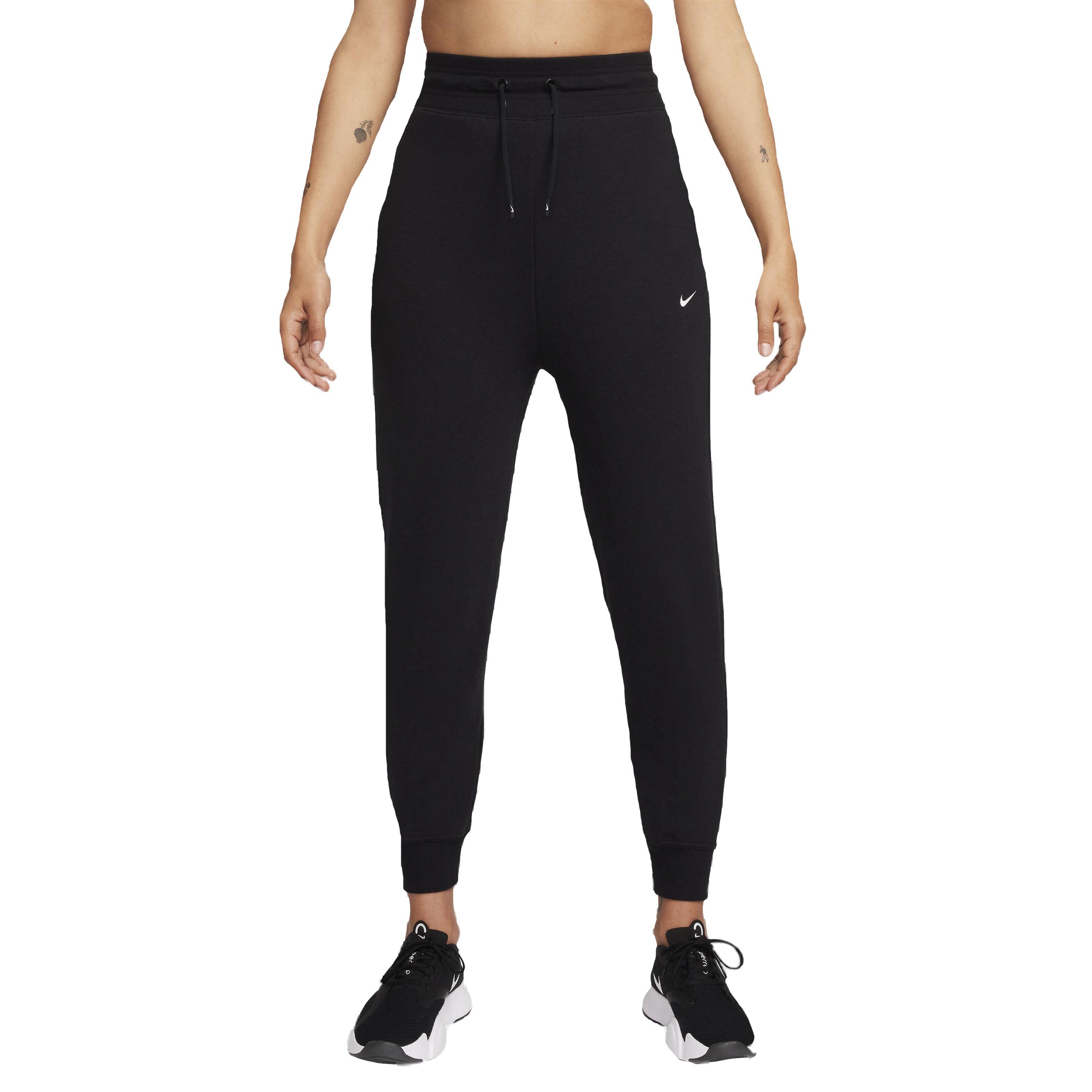 Nike Women's One Dri-FIT High-Rise 7/8 French Terry Joggers - BLACK Thumbnail View 1