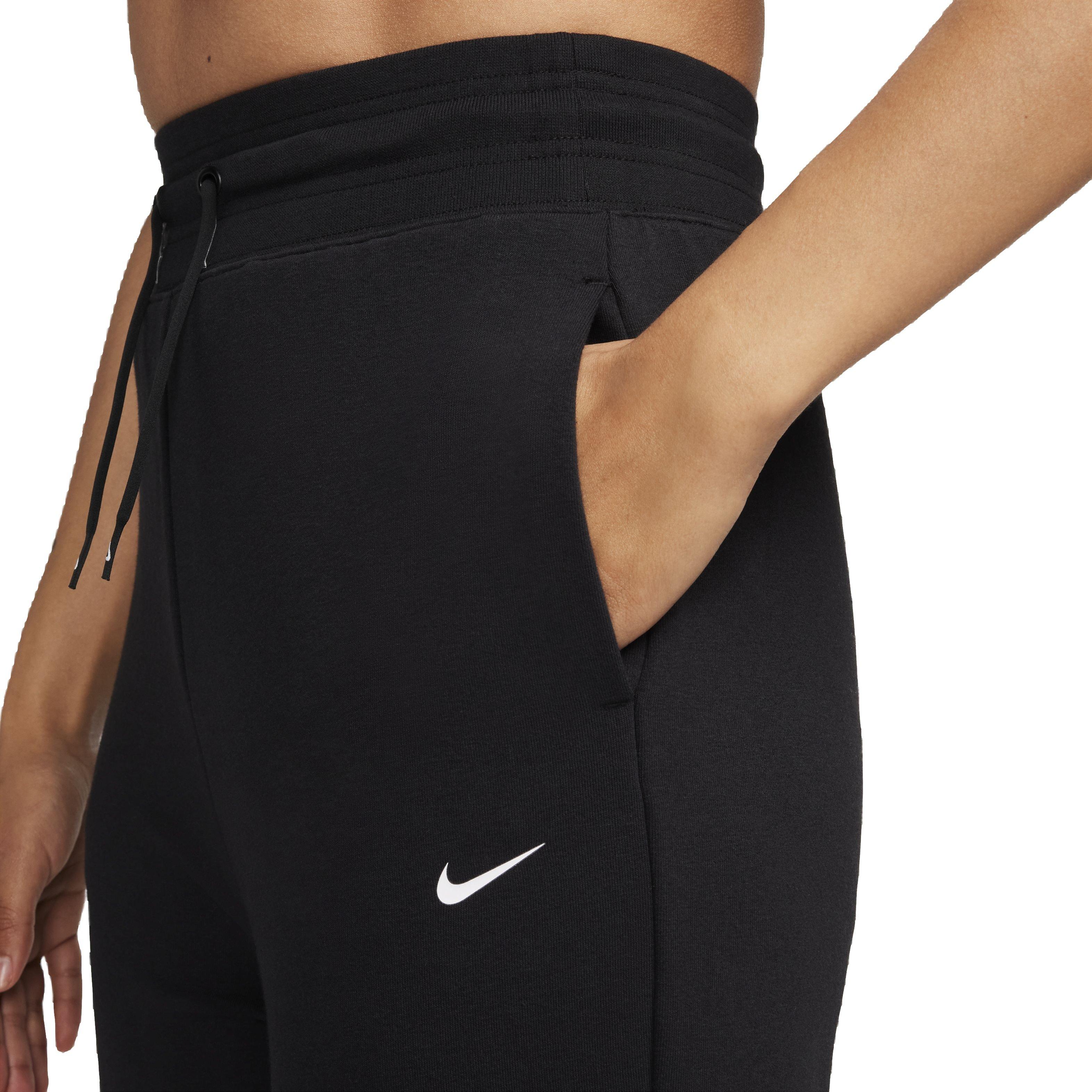 Nike Women's One Dri-FIT High-Rise 7/8 French Terry Joggers - BLACK Thumbnail View 3