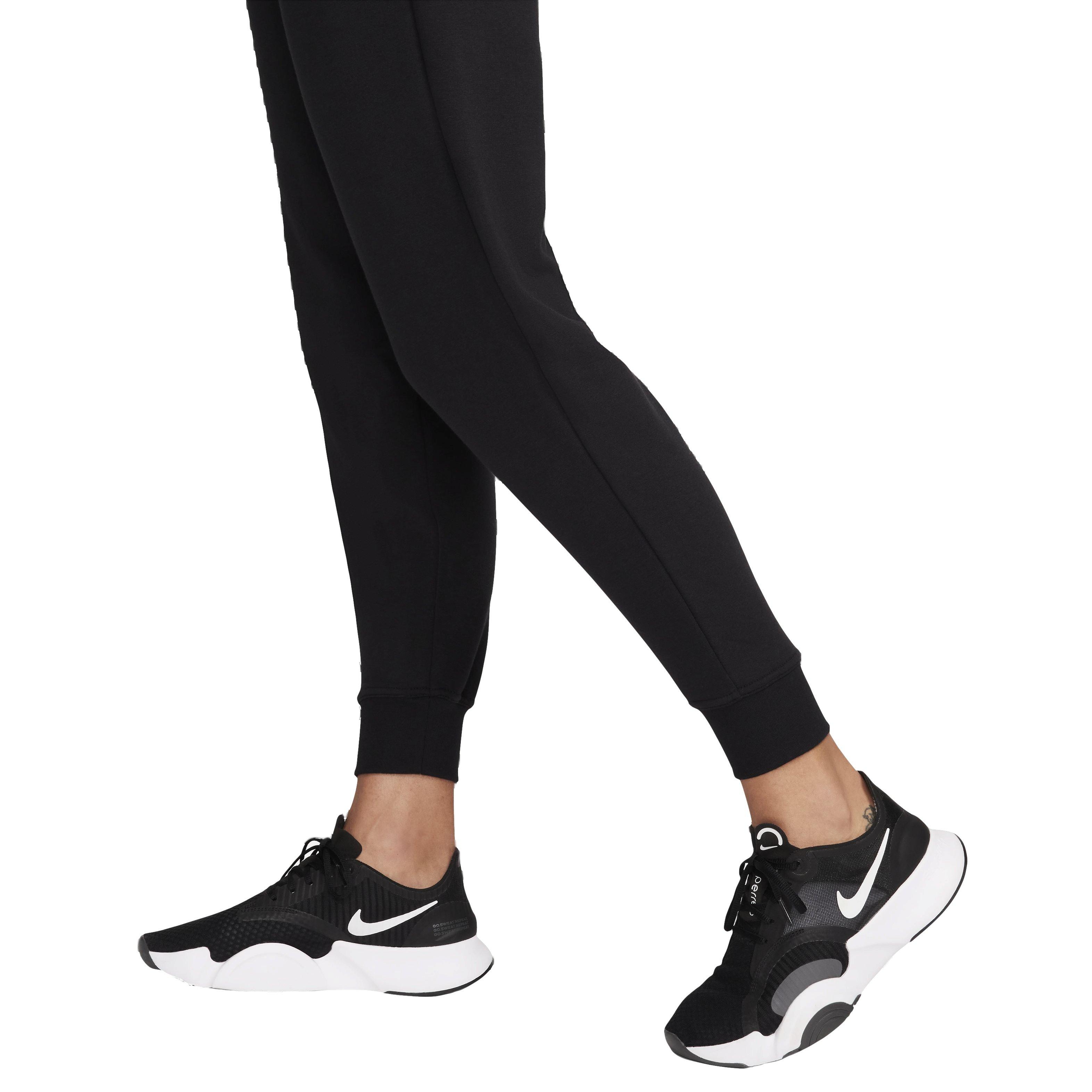 Nike Women's One Dri-FIT High-Rise 7/8 French Terry Joggers - BLACK Thumbnail View 4
