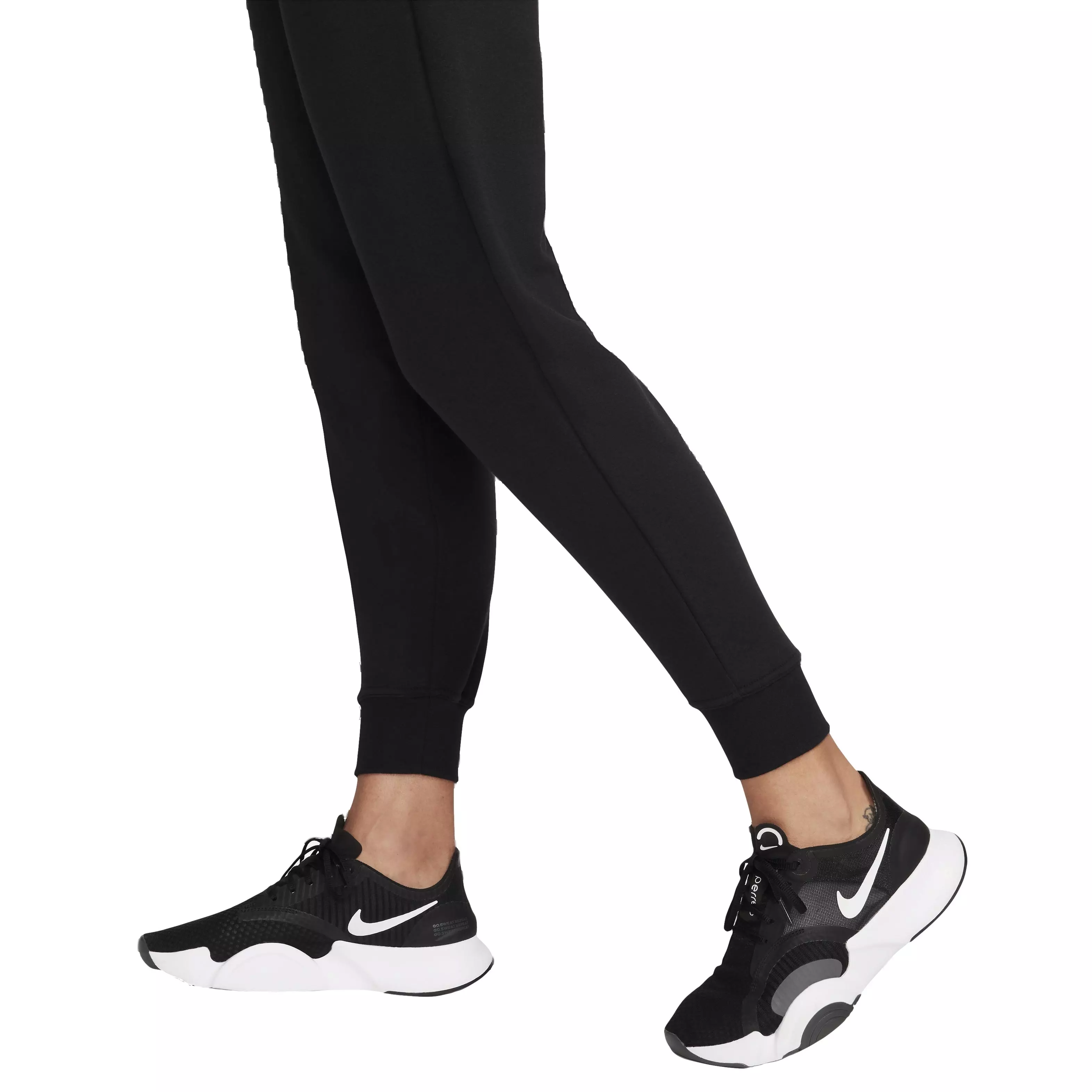 Nike Women's One Dri-FIT High-Rise 7/8 French Terry Joggers - BLACK