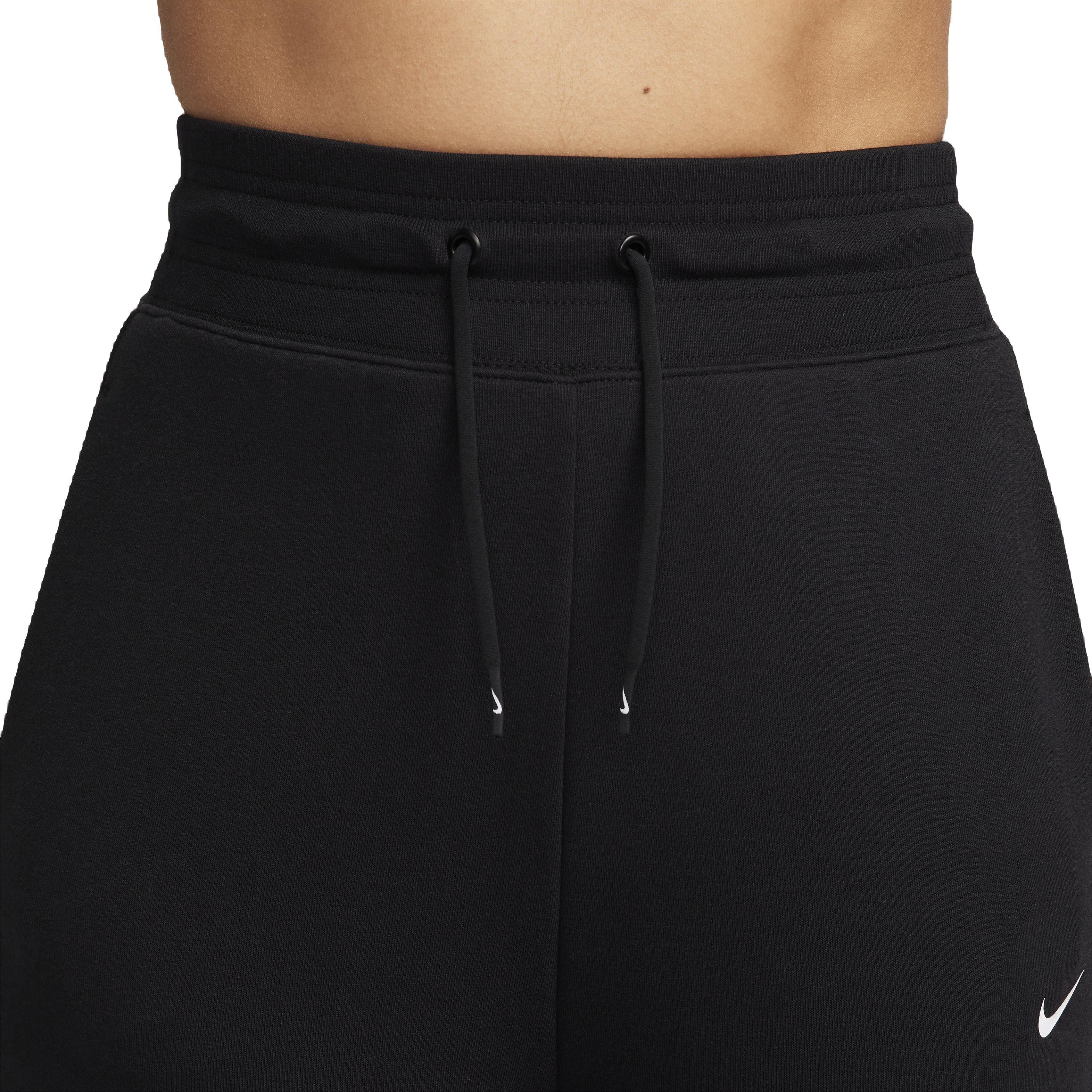 Nike Women's One Dri-FIT High-Rise 7/8 French Terry Joggers - BLACK Thumbnail View 5