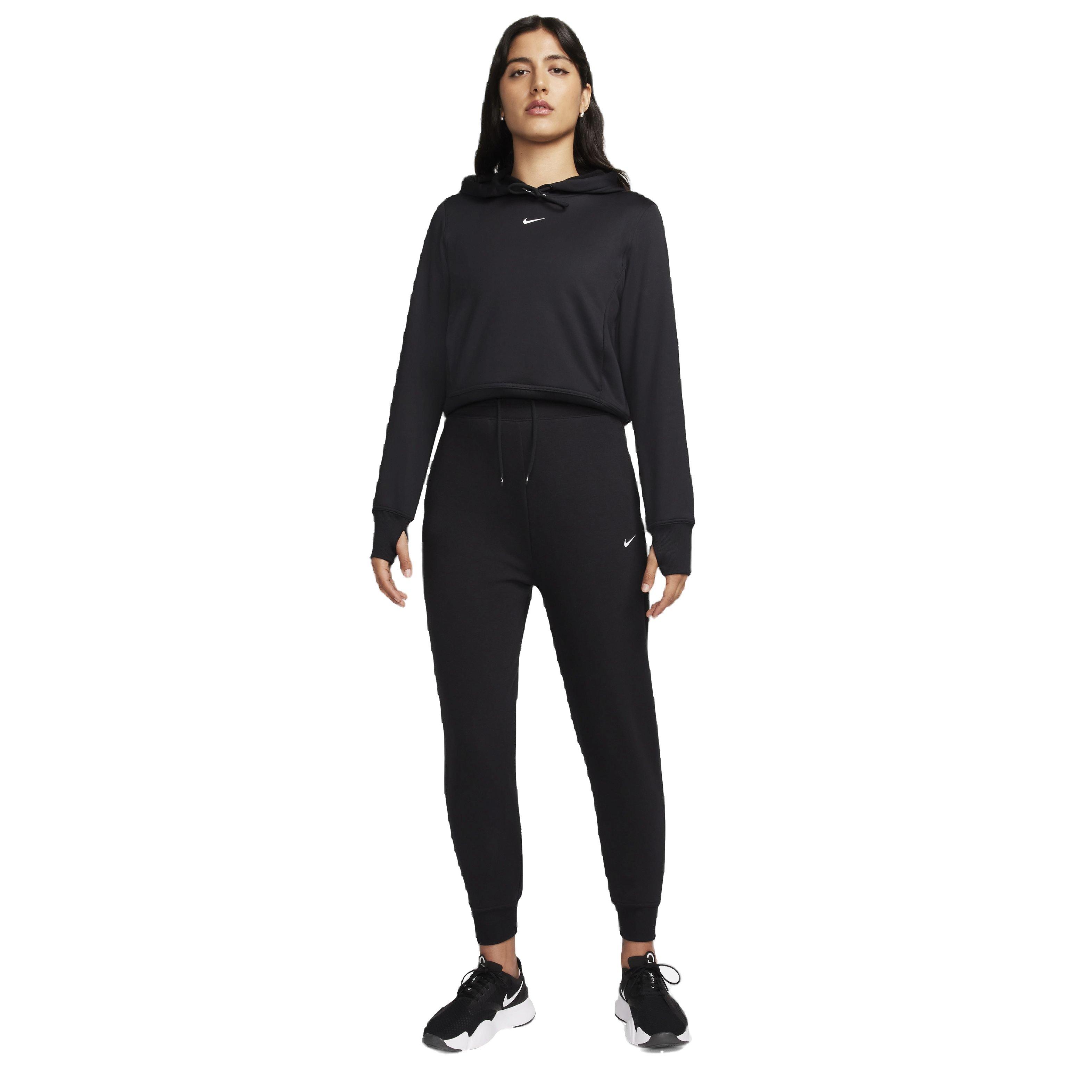 Nike Women's One Dri-FIT High-Rise 7/8 French Terry Joggers - BLACK Thumbnail View 6