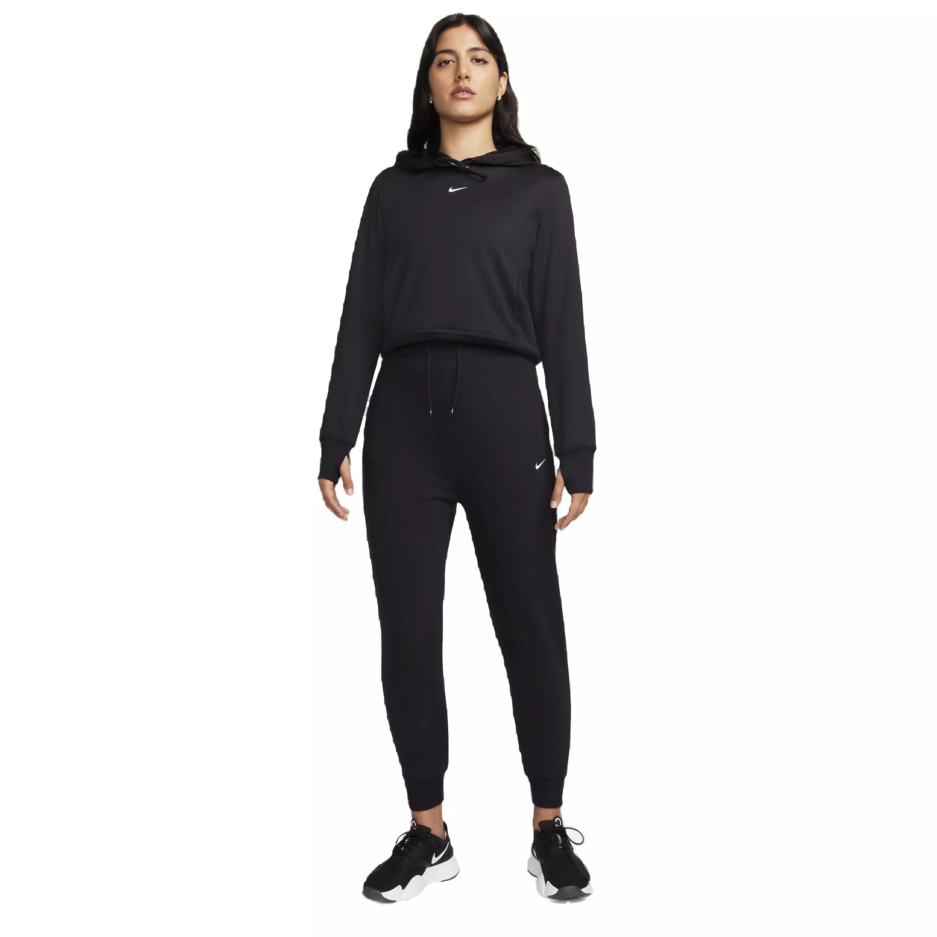 Nike Women's One Dri-FIT High-Rise 7/8 French Terry Joggers - BLACK