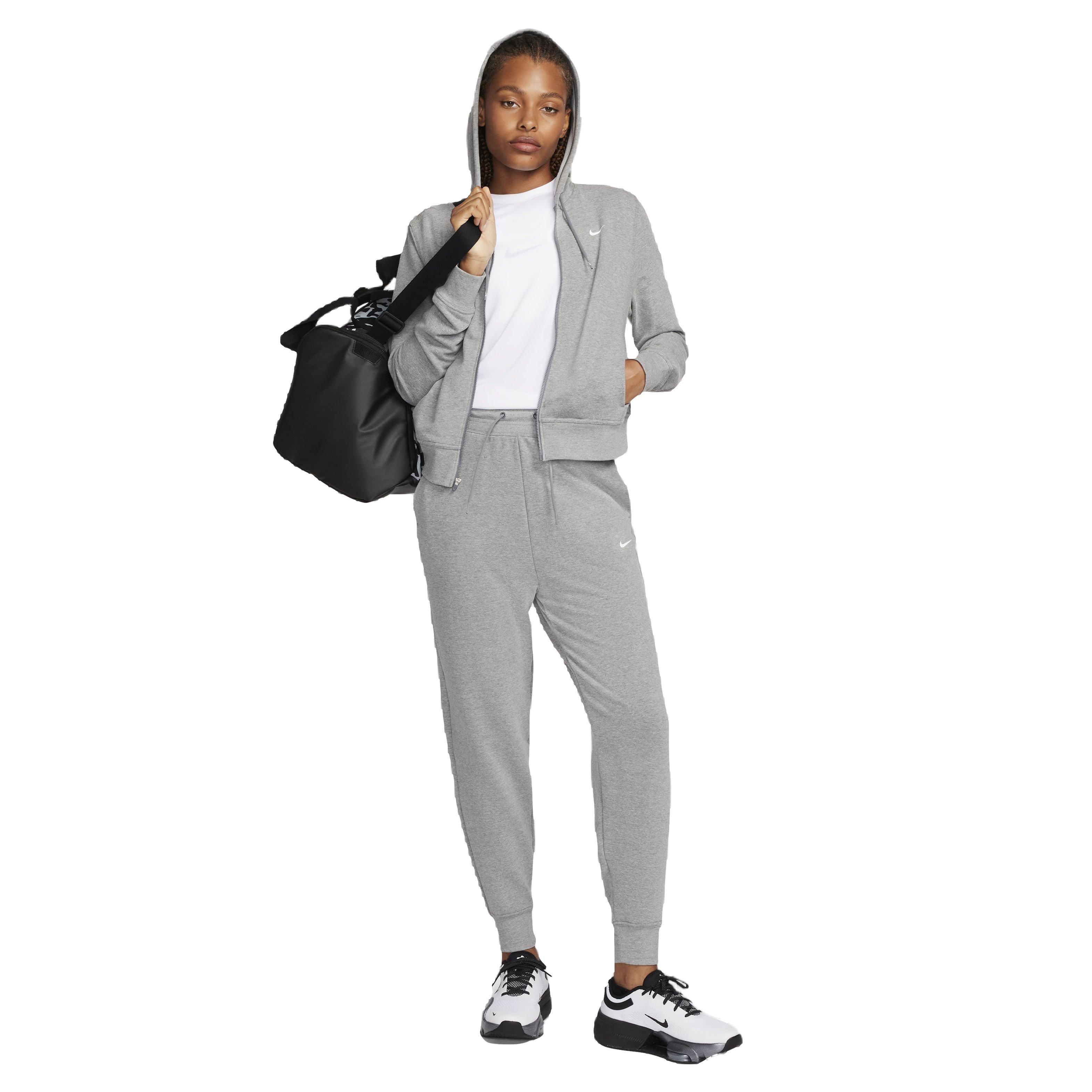 Nike Women's One Dri-FIT High-Rise 7/8 French Terry Joggers - GREY Thumbnail View 6
