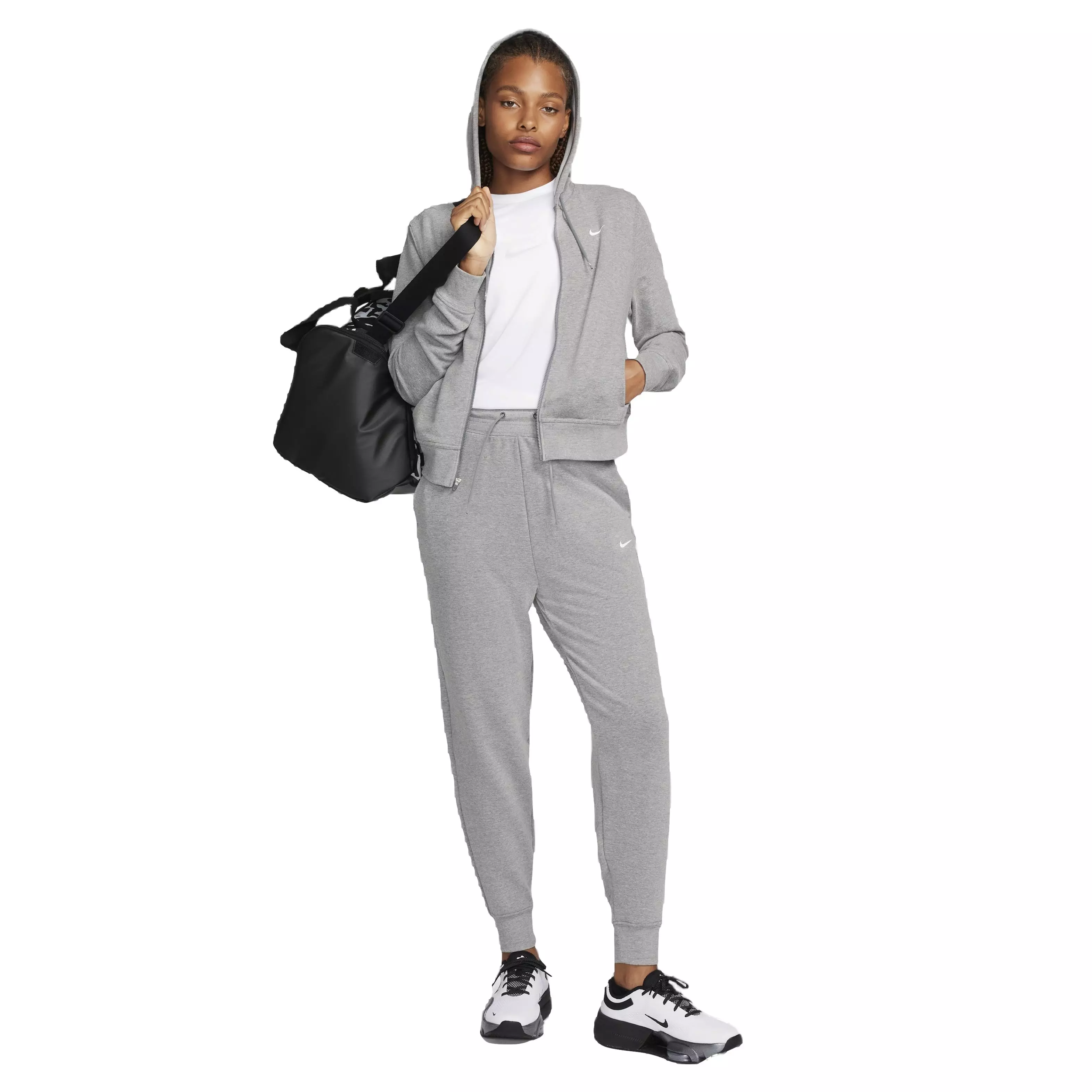 Nike Women's One Dri-FIT High-Rise 7/8 French Terry Joggers - GREY