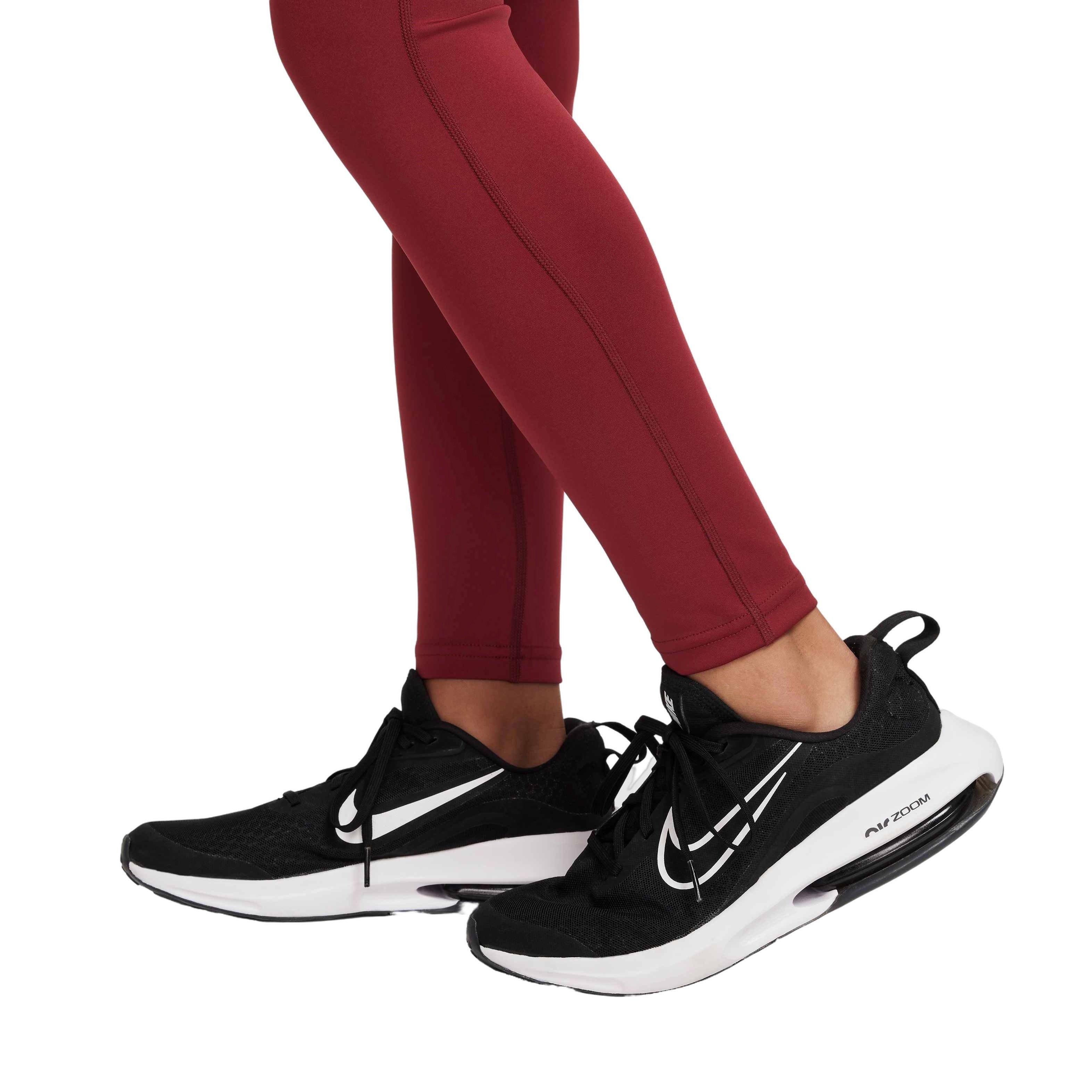 Nike Pro Big Girls' Dri-FIT Mid-Rise Leggings - RED Thumbnail View 5