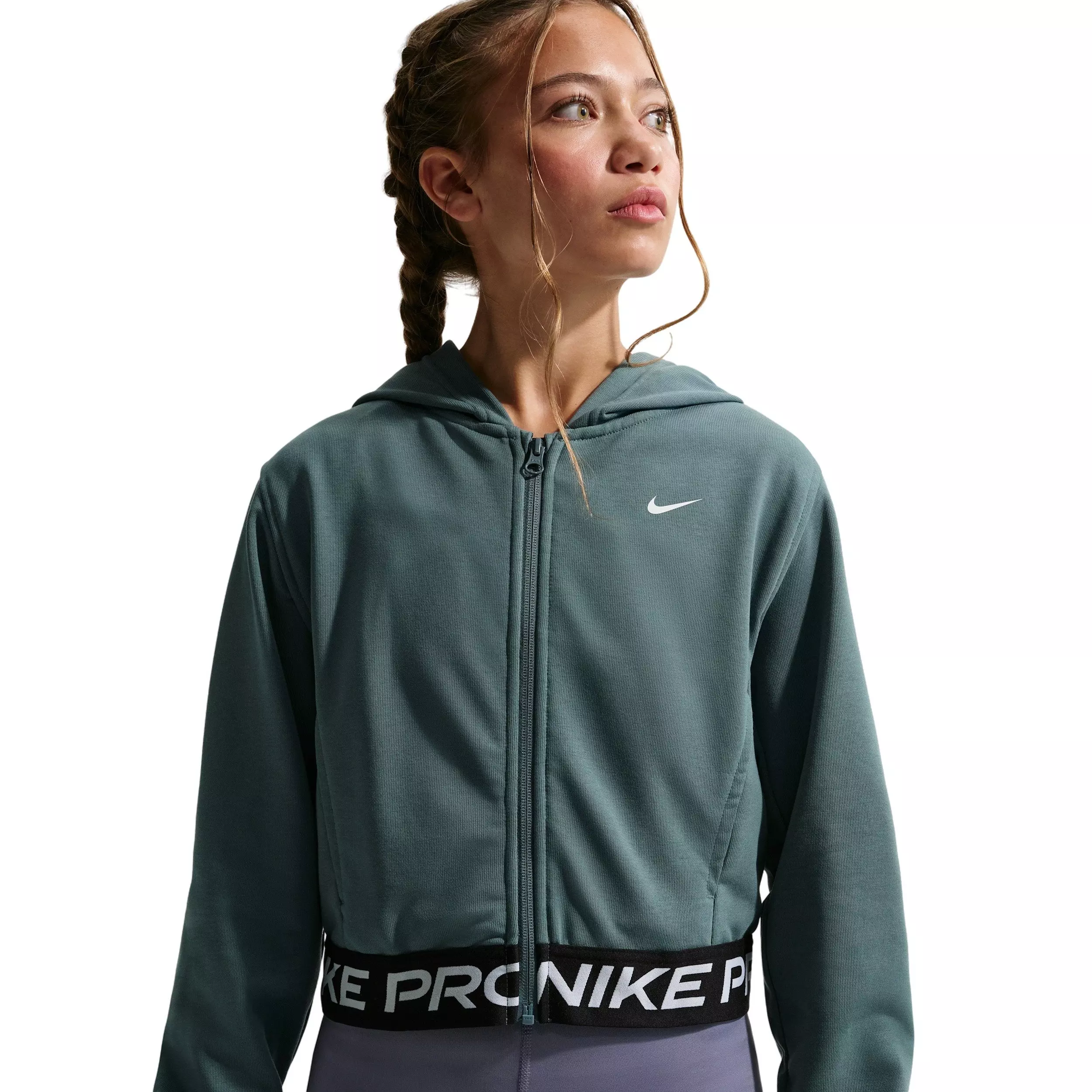 Nike Big Girls' Pro Fleece Dri-FIT Full-Zip Jacket - Mineral Slate - MINERAL SLATE