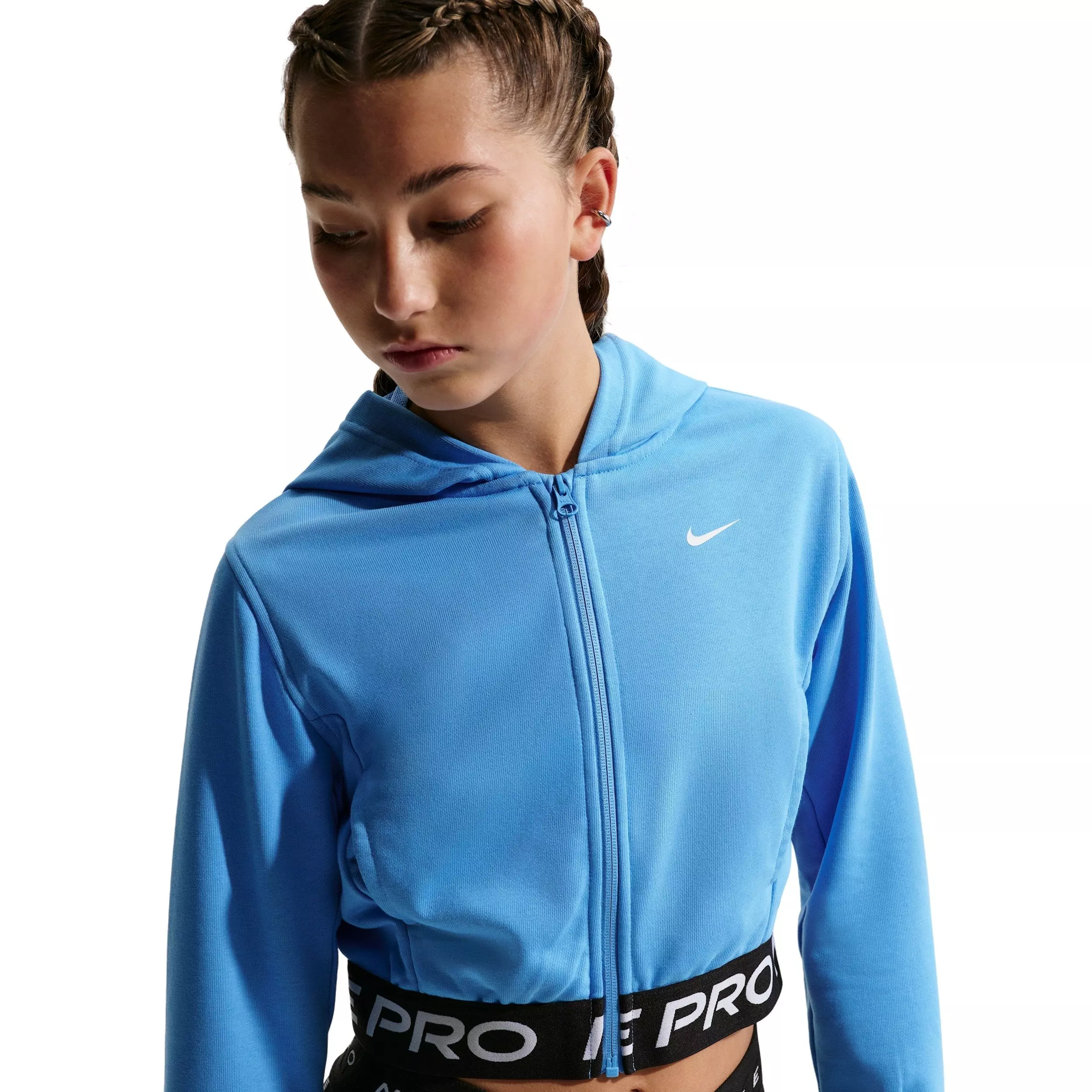 Nike Big Girls' Pro Fleece Dri-FIT Full-Zip Jacket - Blue - BLUE