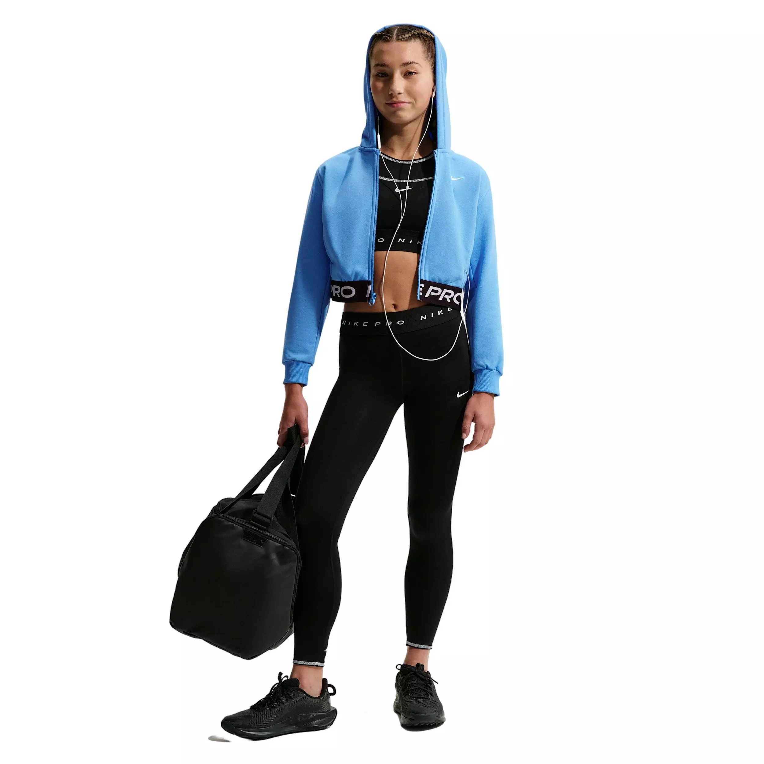 Nike Big Girls' Pro Fleece Dri-FIT Full-Zip Jacket - Blue - BLUE