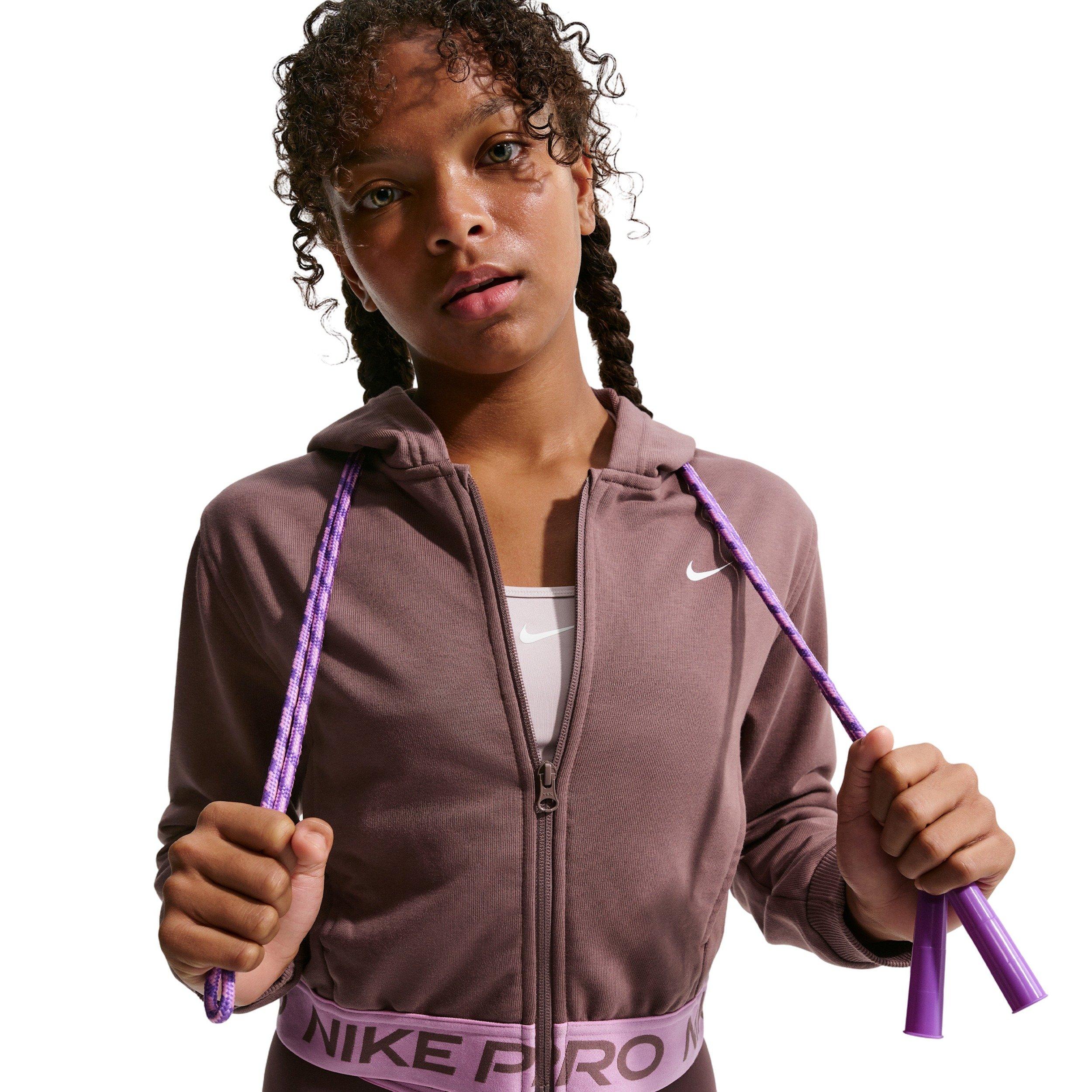 Nike Big Girls' Pro Fleece Dri-FIT Full-Zip Jacket -Tattoo Purple - TATTOO PURPLE Thumbnail View 3