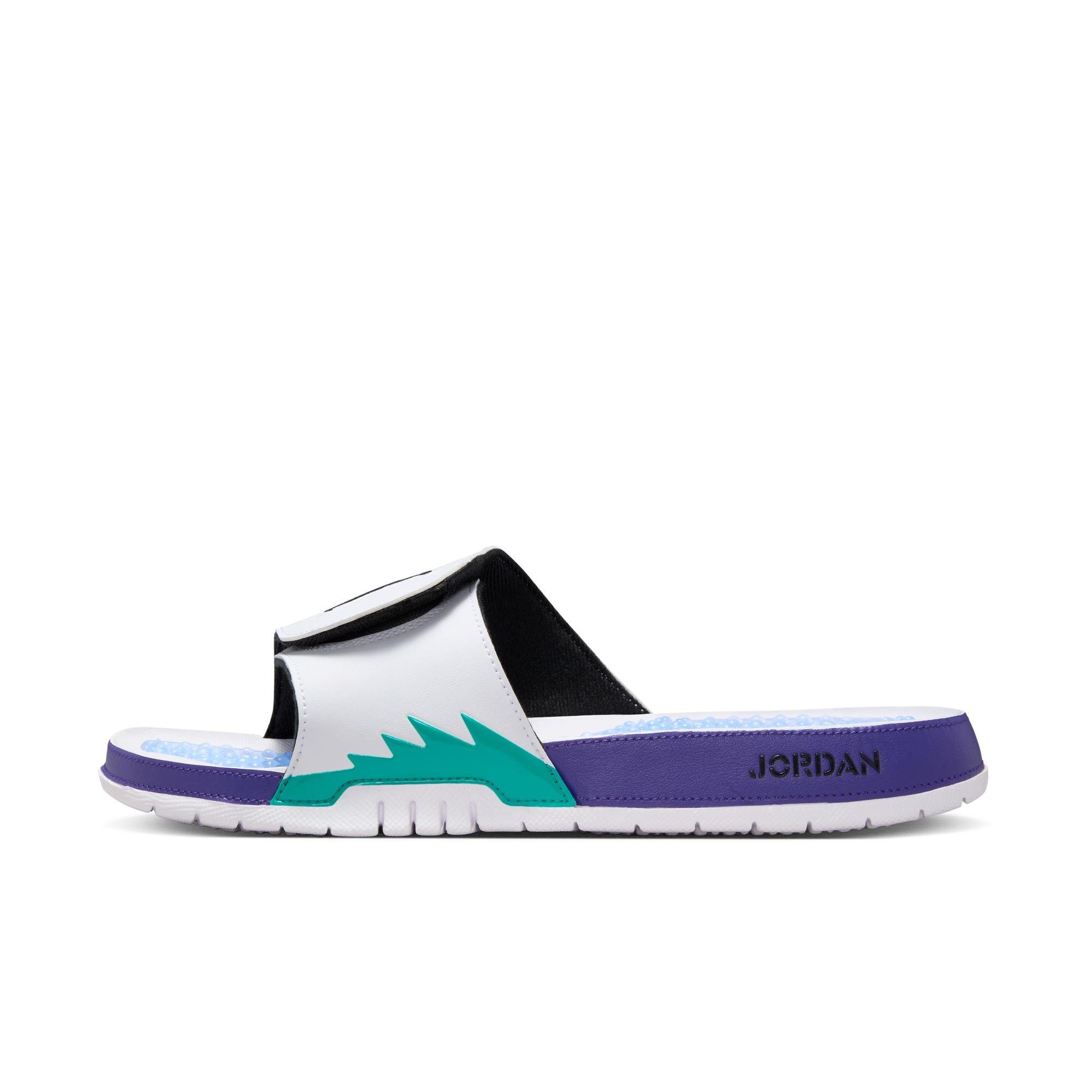 Jordan Hydro Retro 5 "White/Black/New Emerald/Grape Ice" Men's Slide - WHITE/PURPLE Thumbnail View 3