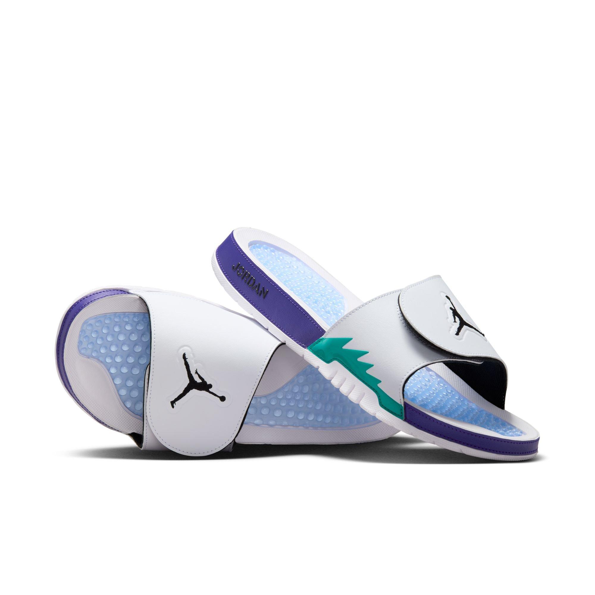 Jordan Hydro Retro 5 "White/Black/New Emerald/Grape Ice" Men's Slide - WHITE/PURPLE Thumbnail View 5