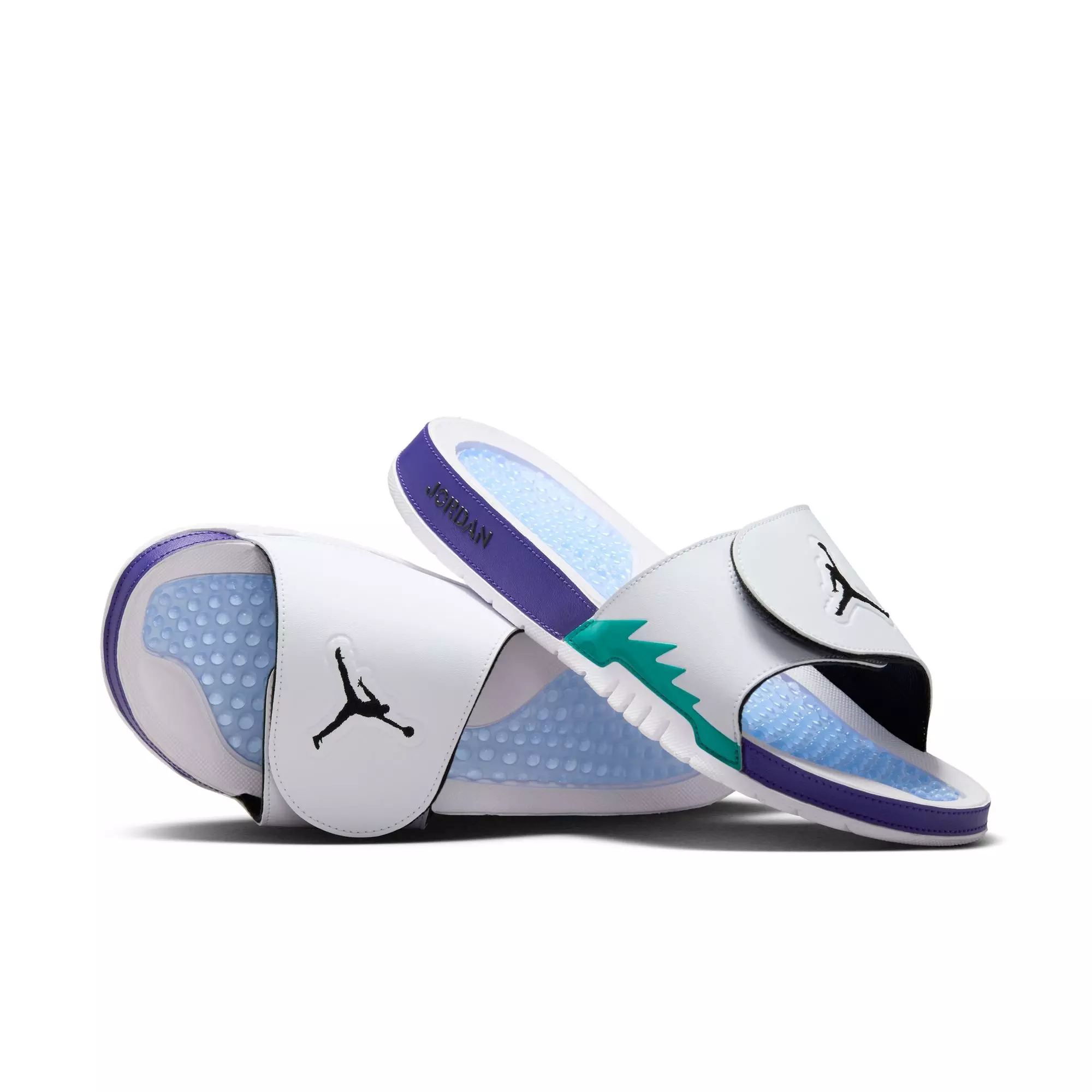 Jordan Hydro Retro 5 "White/Black/New Emerald/Grape Ice" Men's Slide - WHITE/PURPLE