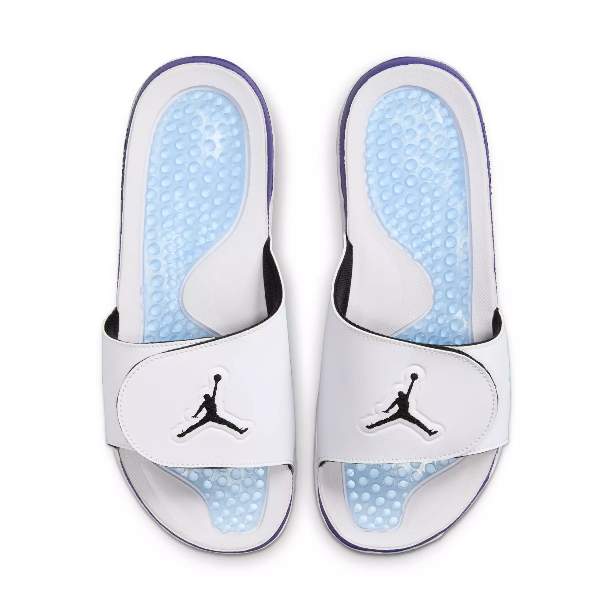 Jordan Hydro Retro 5 "White/Black/New Emerald/Grape Ice" Men's Slide - WHITE/PURPLE