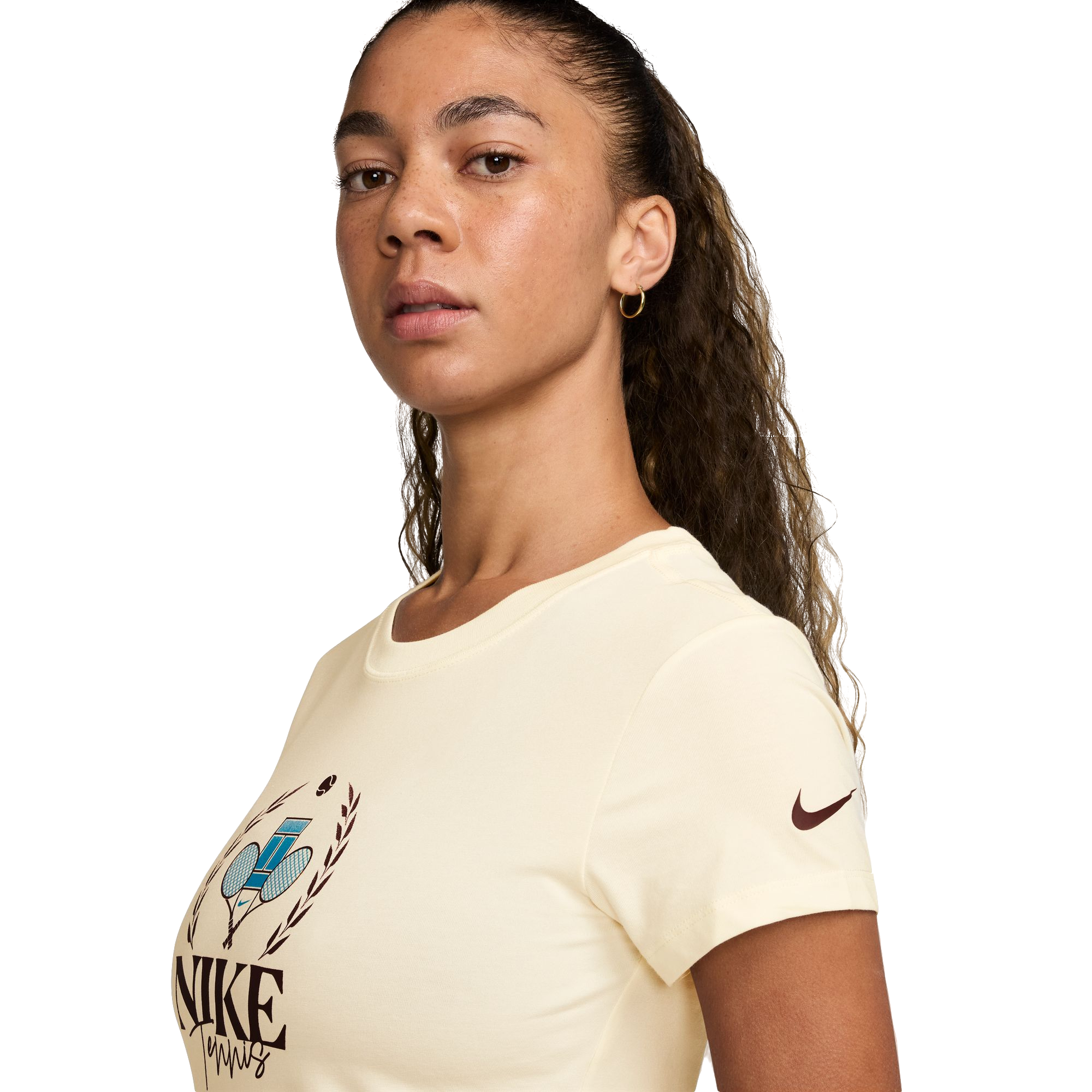 Nike Women's Slam Dri-FIT Short-Sleeve Tennis Tee - IVORY Thumbnail View 3