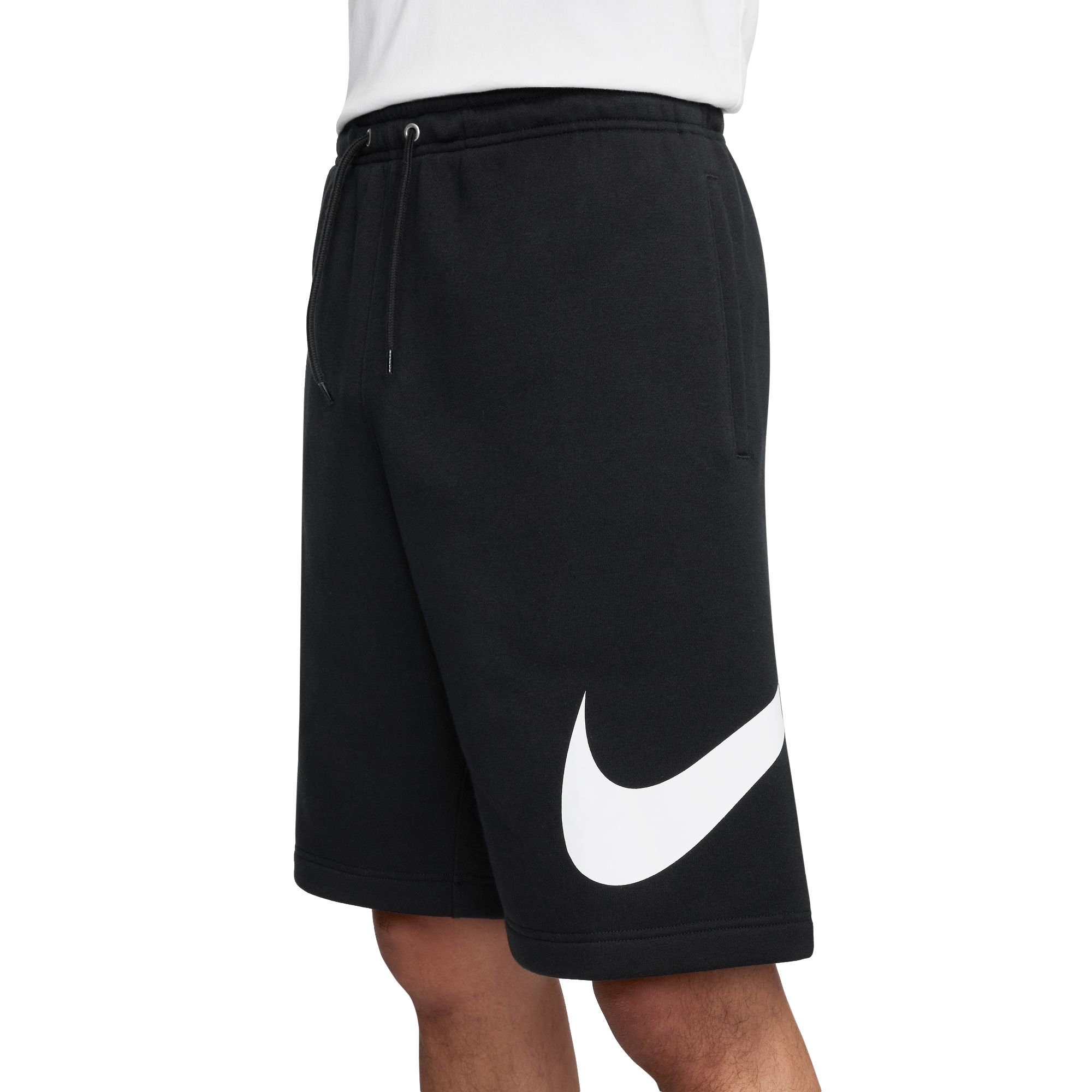 Nike Men's Sportswear Club Brushed Fleece Shorts-Black - BLACK Thumbnail View 3