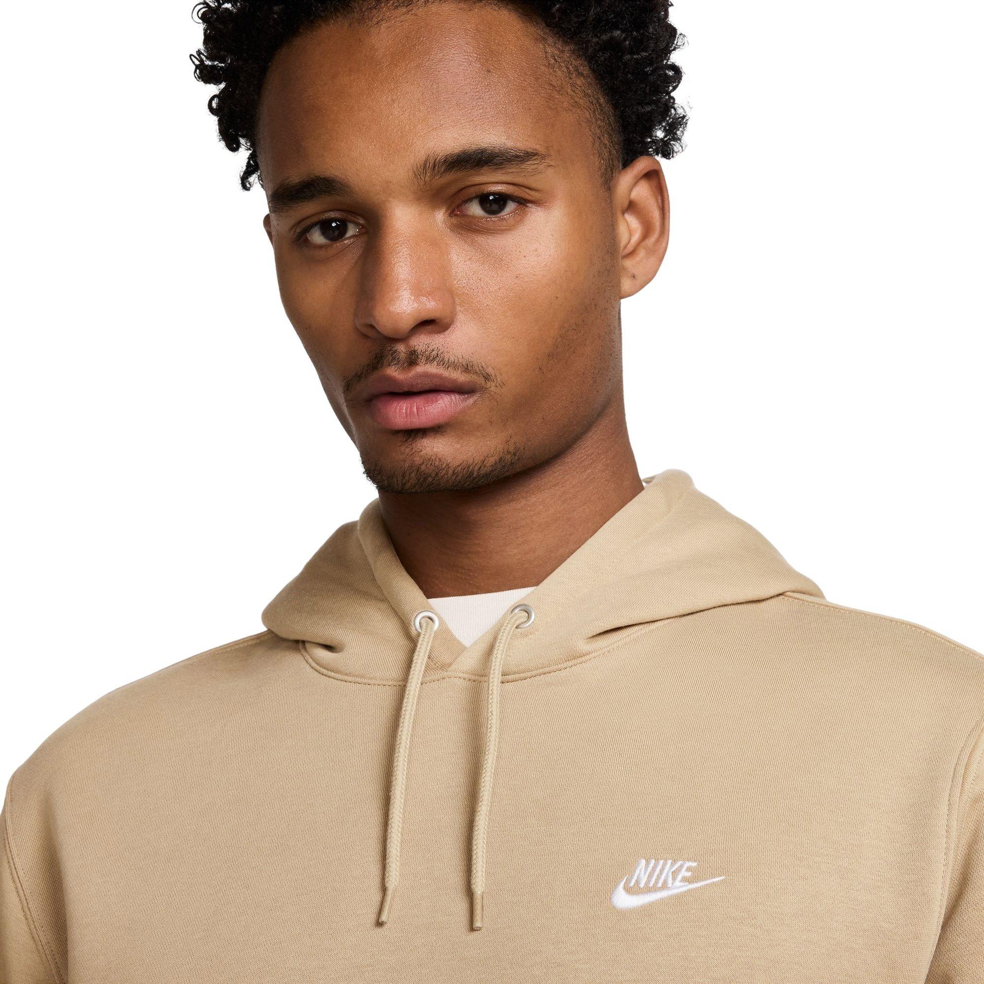 Nike Men's Club Pull-Over Fleece Hoodie - BEIGE Thumbnail View 3
