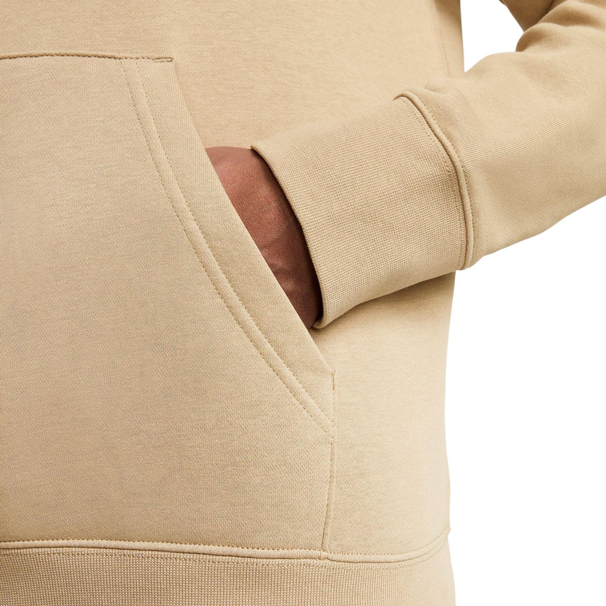 Nike Men's Club Pull-Over Fleece Hoodie - BEIGE Thumbnail View 4