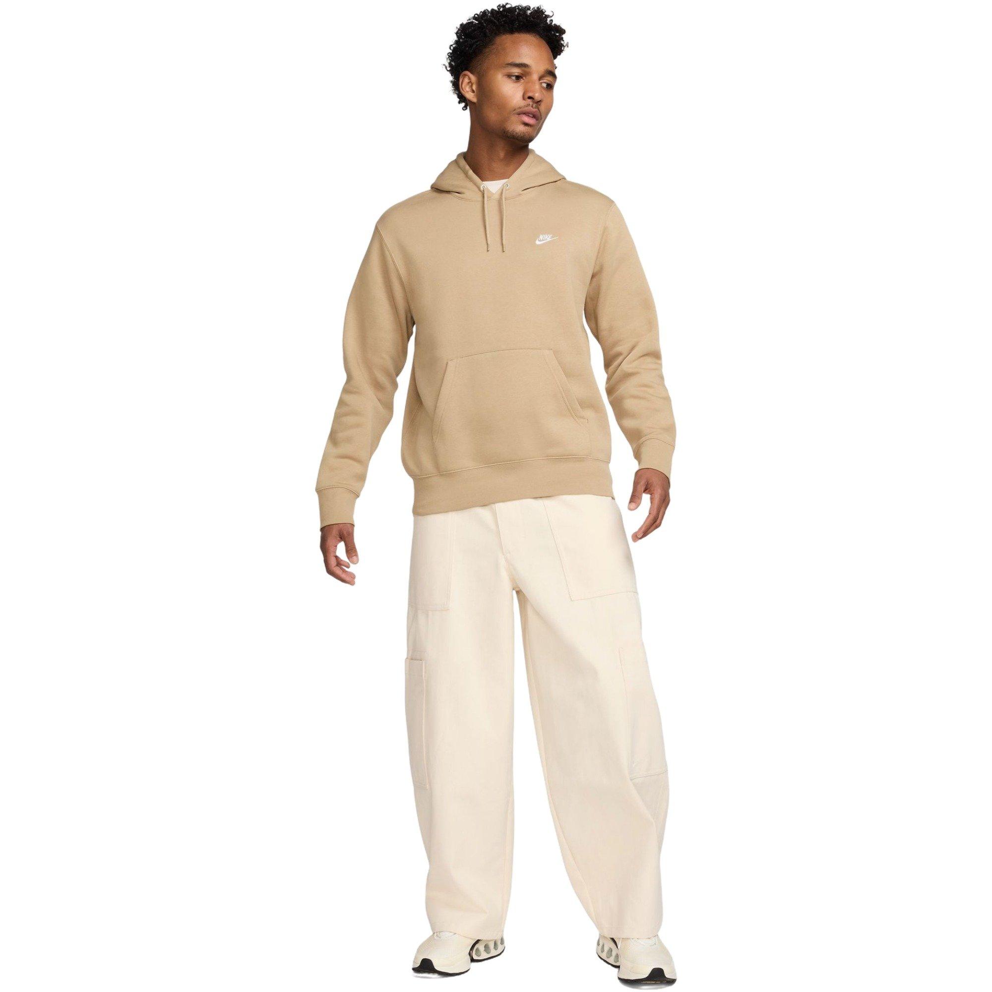 Nike Men's Club Pull-Over Fleece Hoodie - BEIGE Thumbnail View 7