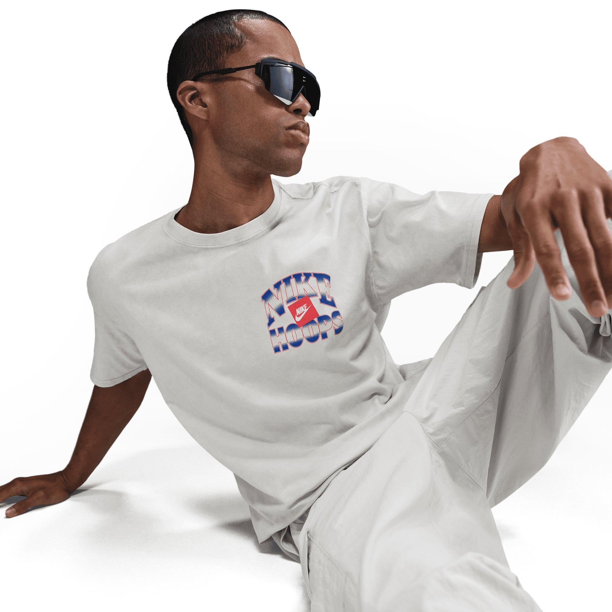 Nike Men's Max90 Basketball Tee - White - GREY Thumbnail View 5