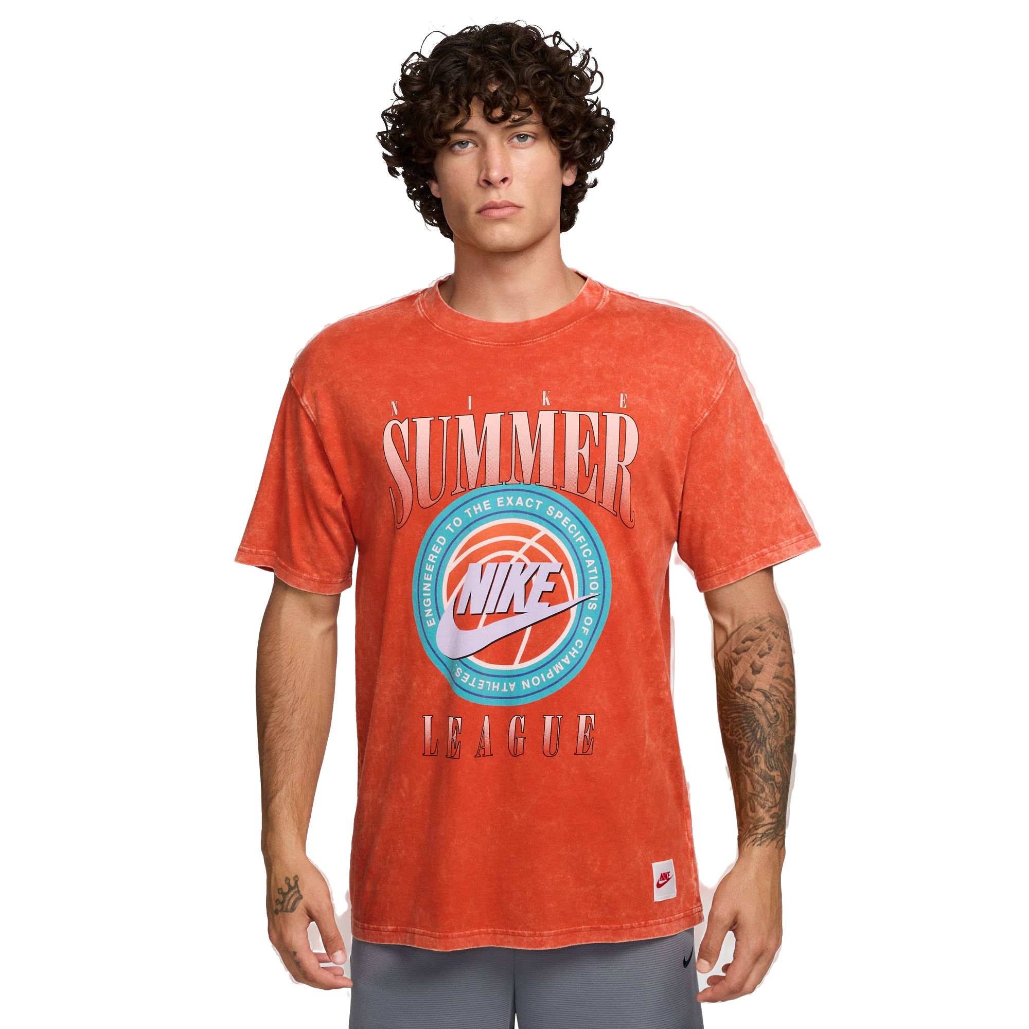 Nike Men's Max90 Basketball Tee-Orange - ORANGE Thumbnail View 1