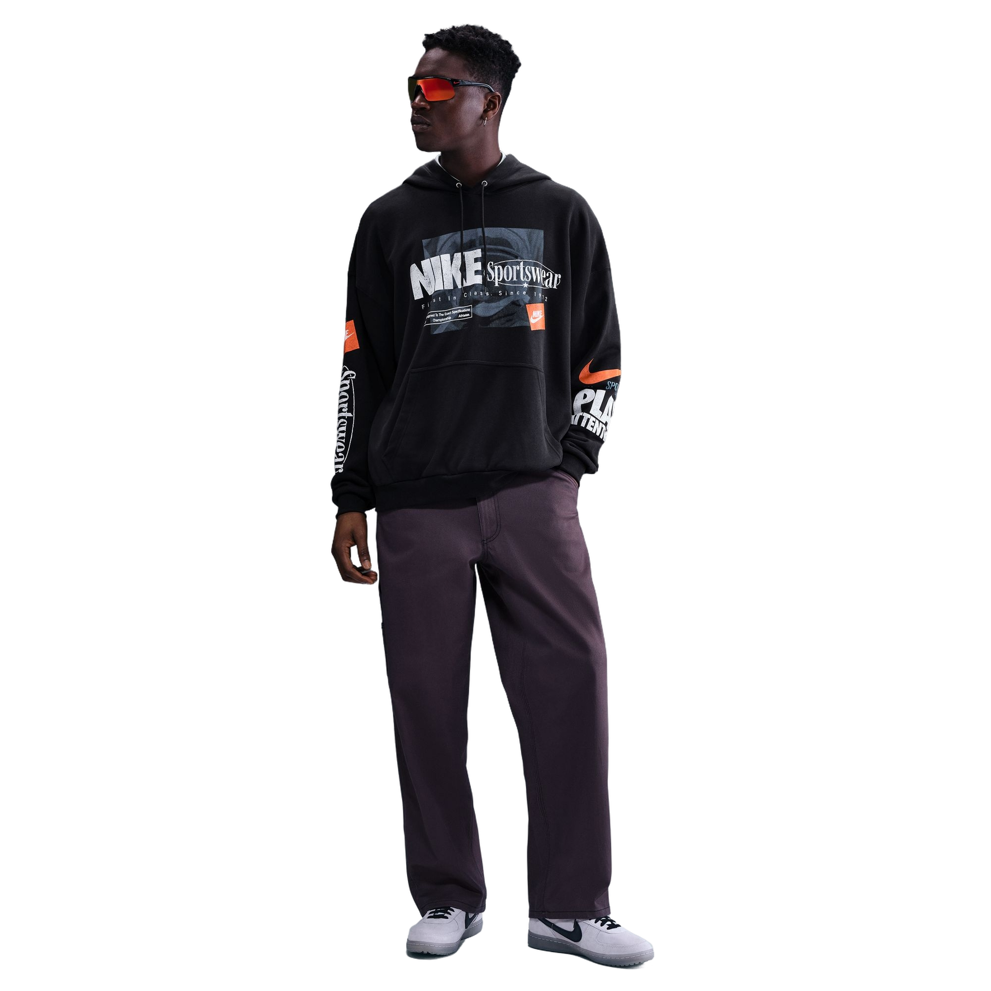 Nike Men's Club Oversized French Terry Pullover Hoodie - GREY Thumbnail View 1