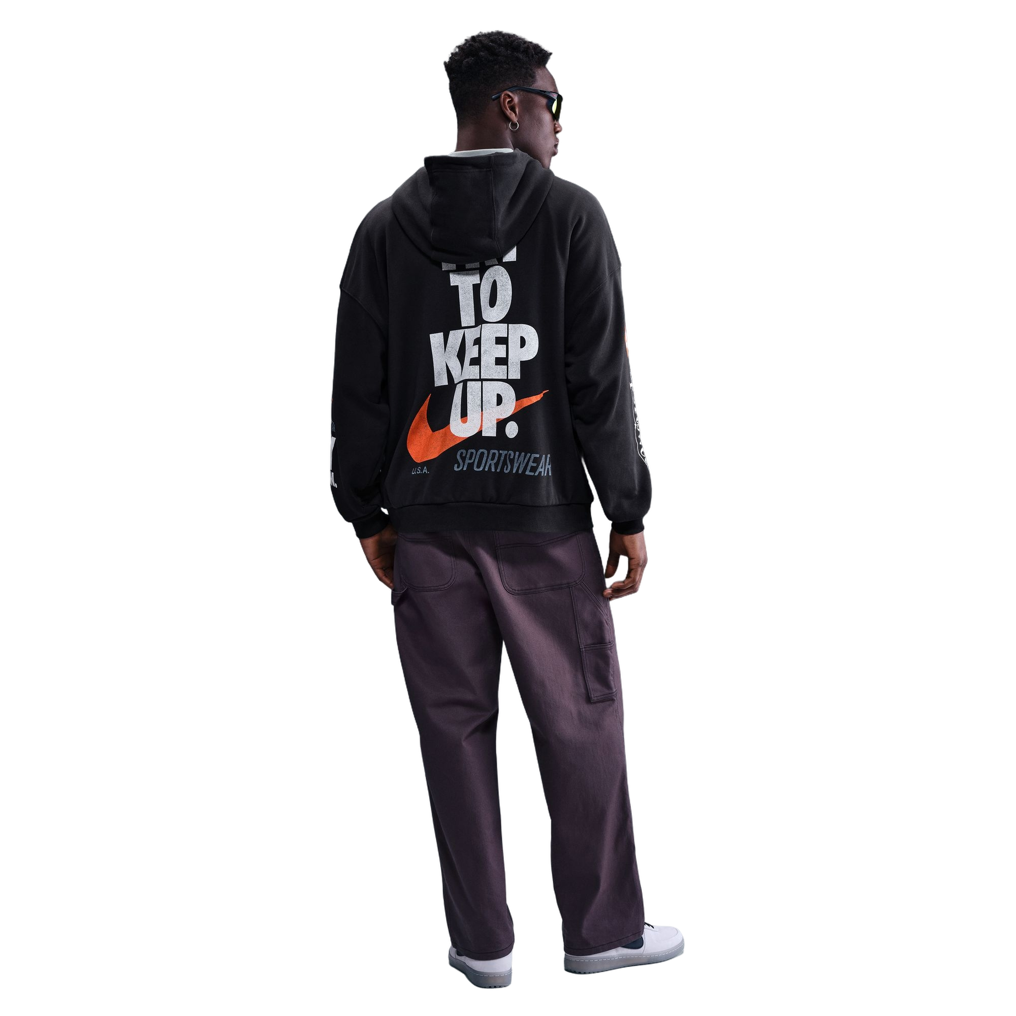 Nike Men's Club Oversized French Terry Pullover Hoodie - GREY Thumbnail View 2