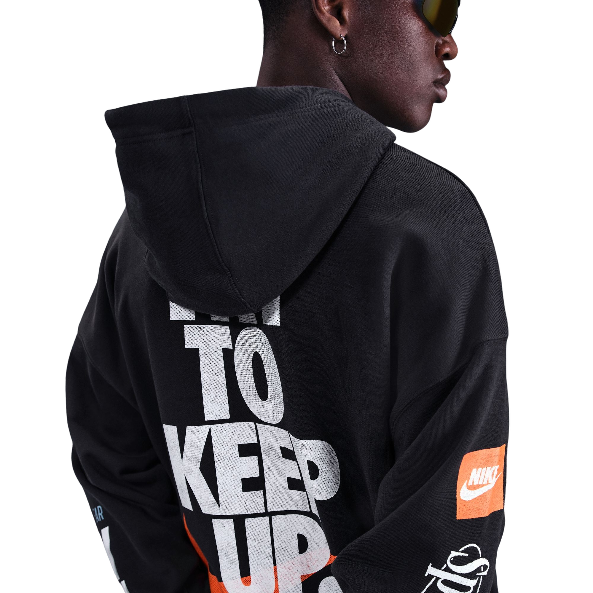 Nike Men's Club Oversized French Terry Pullover Hoodie - GREY Thumbnail View 4