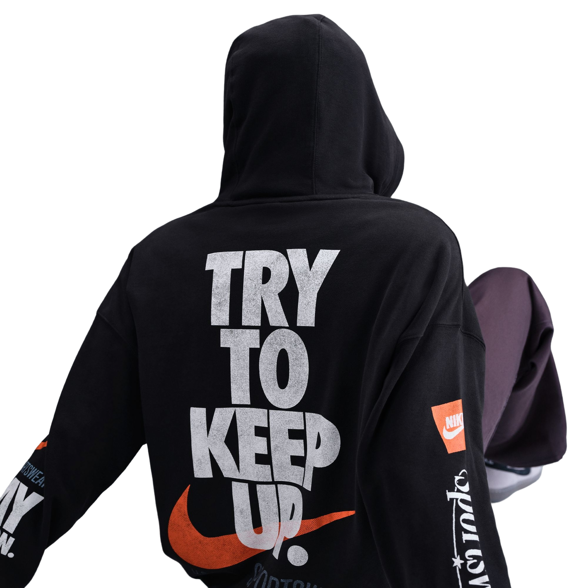 Nike Men's Club Oversized French Terry Pullover Hoodie - GREY Thumbnail View 5