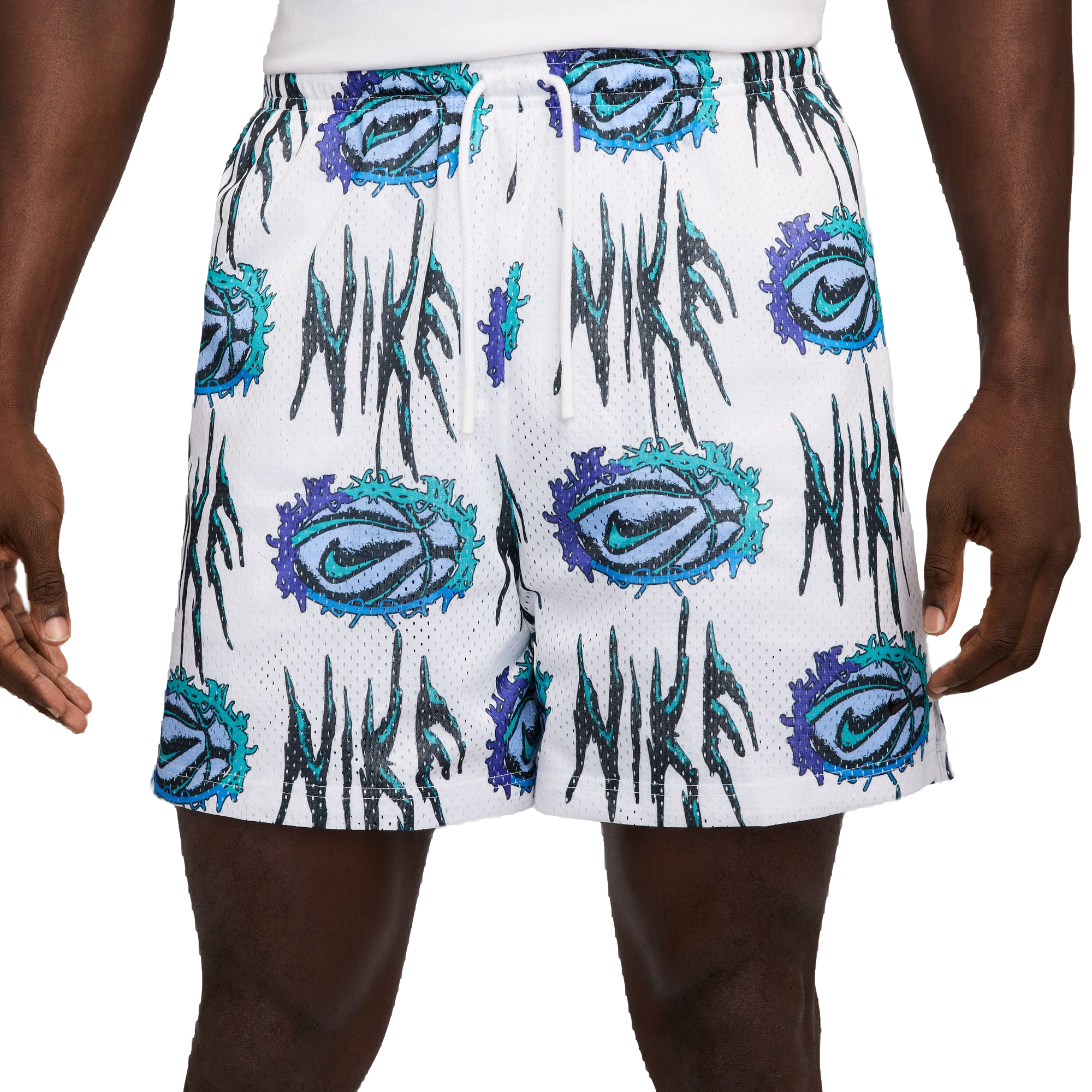 Nike Men's Practice Mesh Dri-FIT 5" Basketball Shorts - WHITE Thumbnail View 1